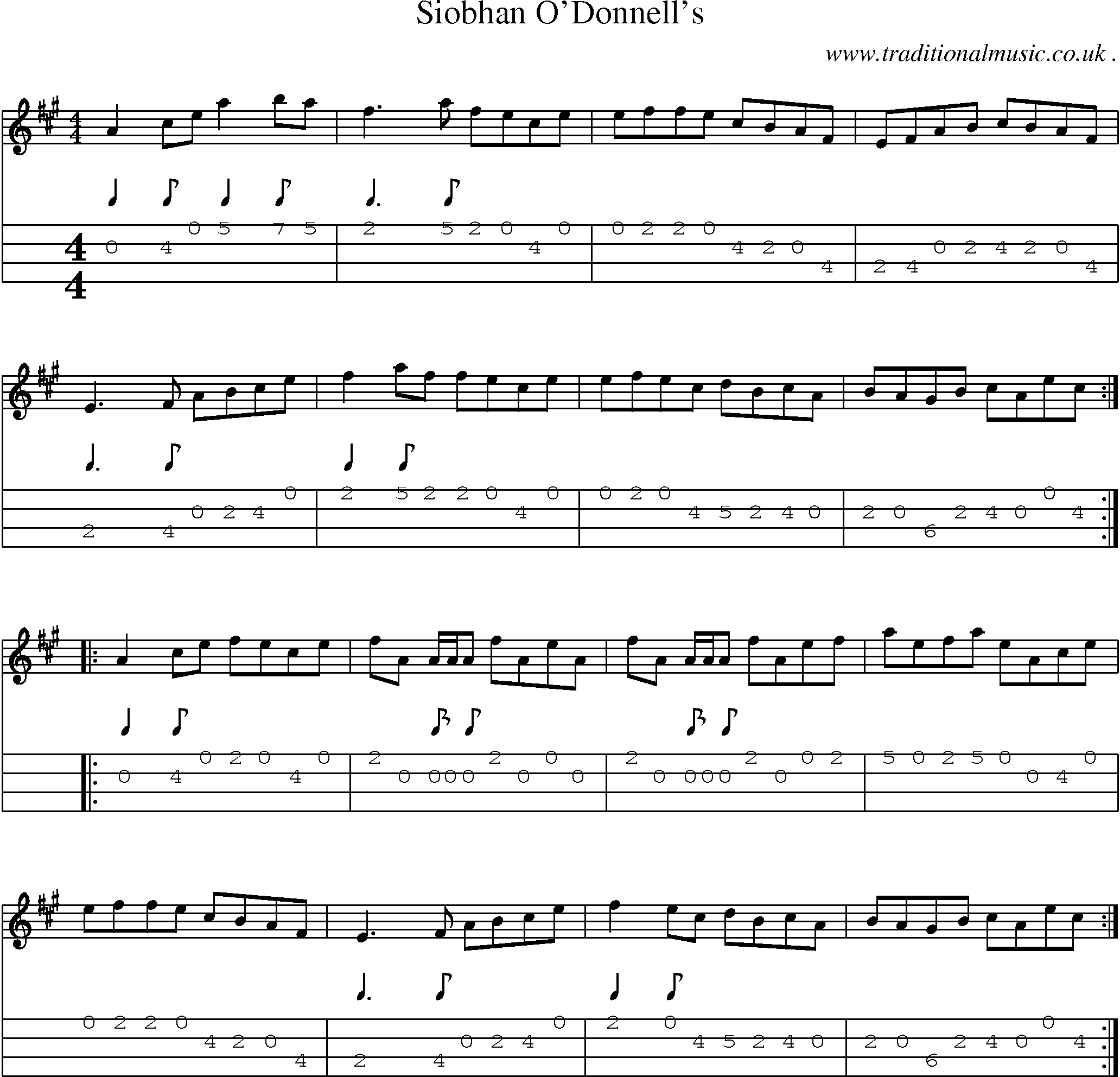 Sheet-Music and Mandolin Tabs for Siobhan Odonnells