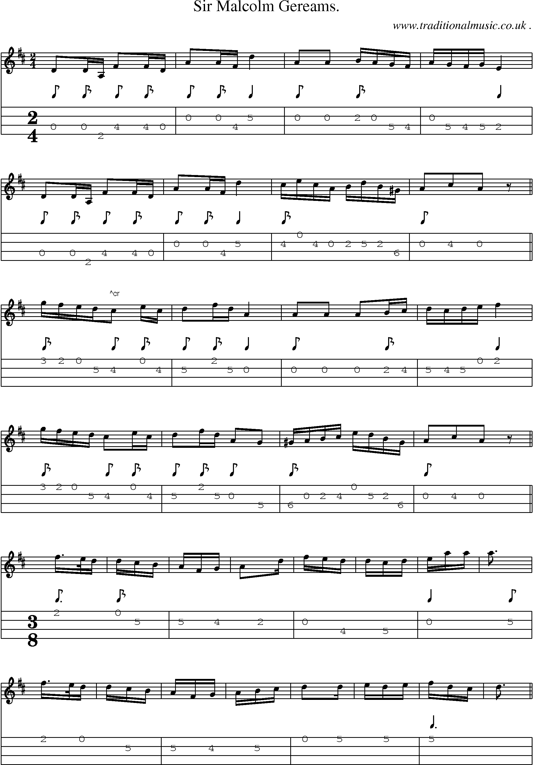 Sheet-Music and Mandolin Tabs for Sir Malcolm Gereams