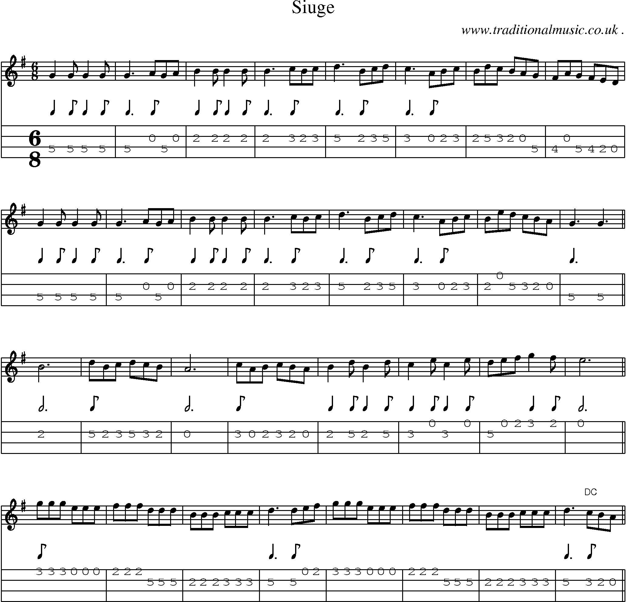Sheet-Music and Mandolin Tabs for Siuge