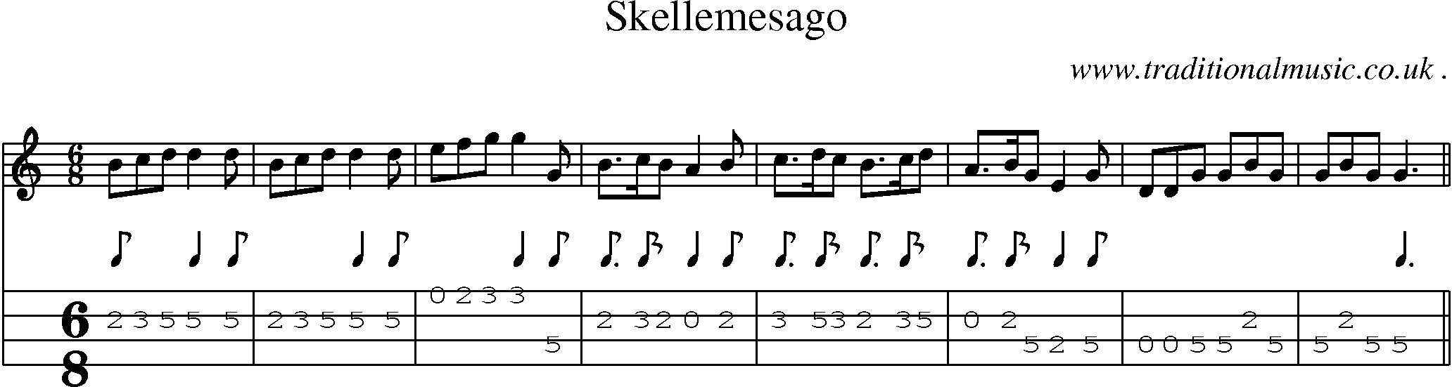 Sheet-Music and Mandolin Tabs for Skellemesago