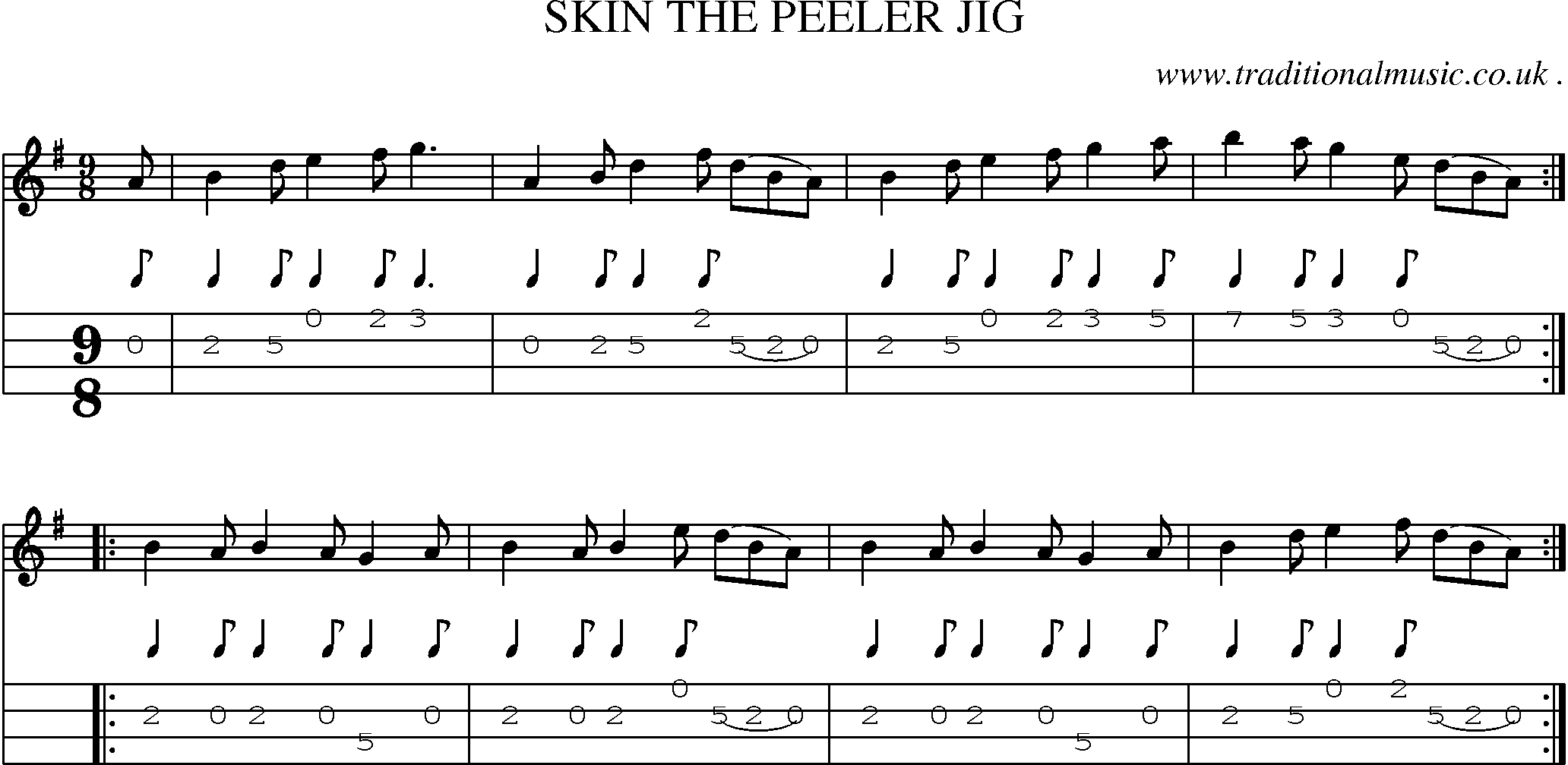 Sheet-Music and Mandolin Tabs for Skin The Peeler Jig