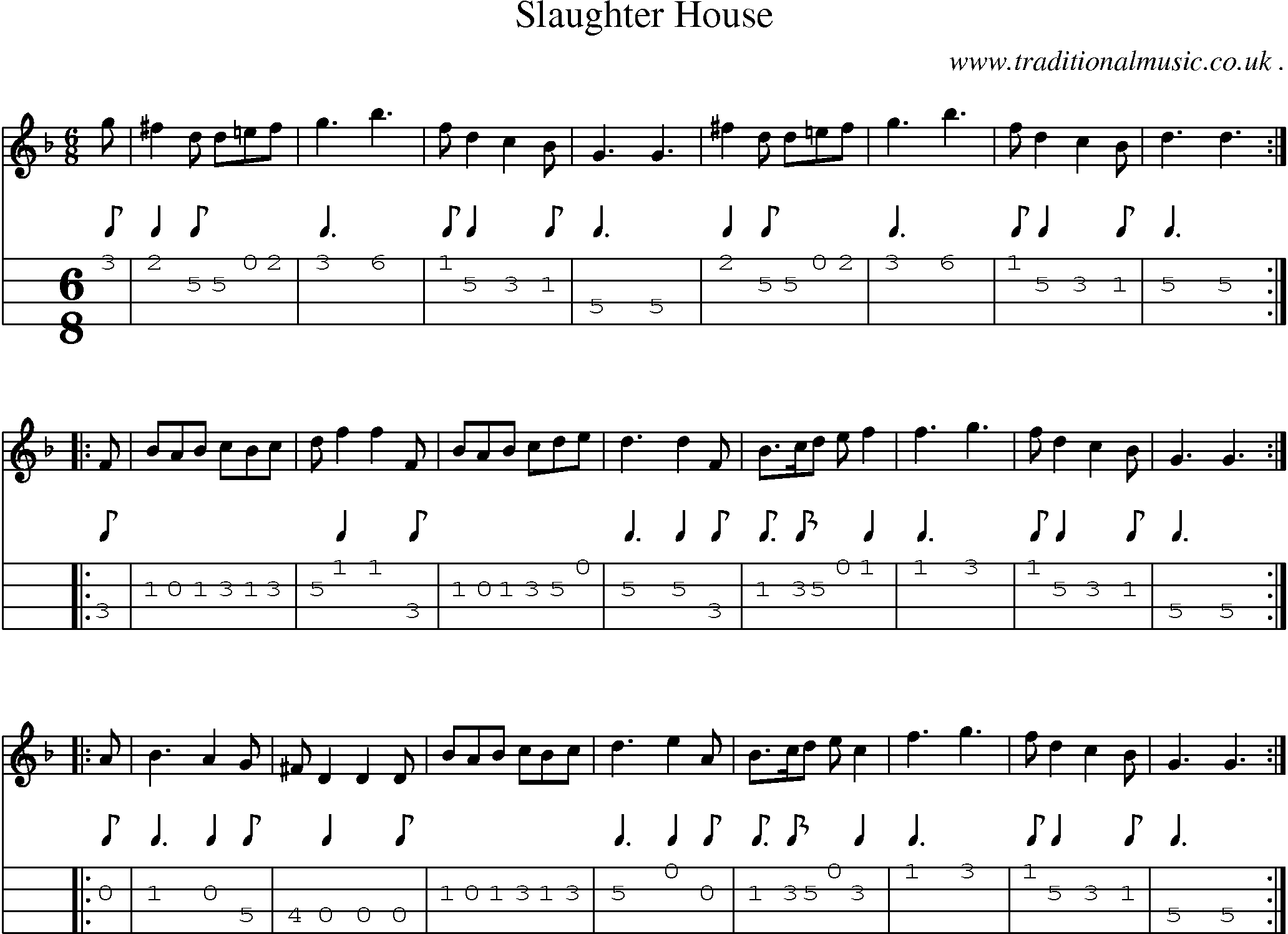 Sheet-Music and Mandolin Tabs for Slaughter House