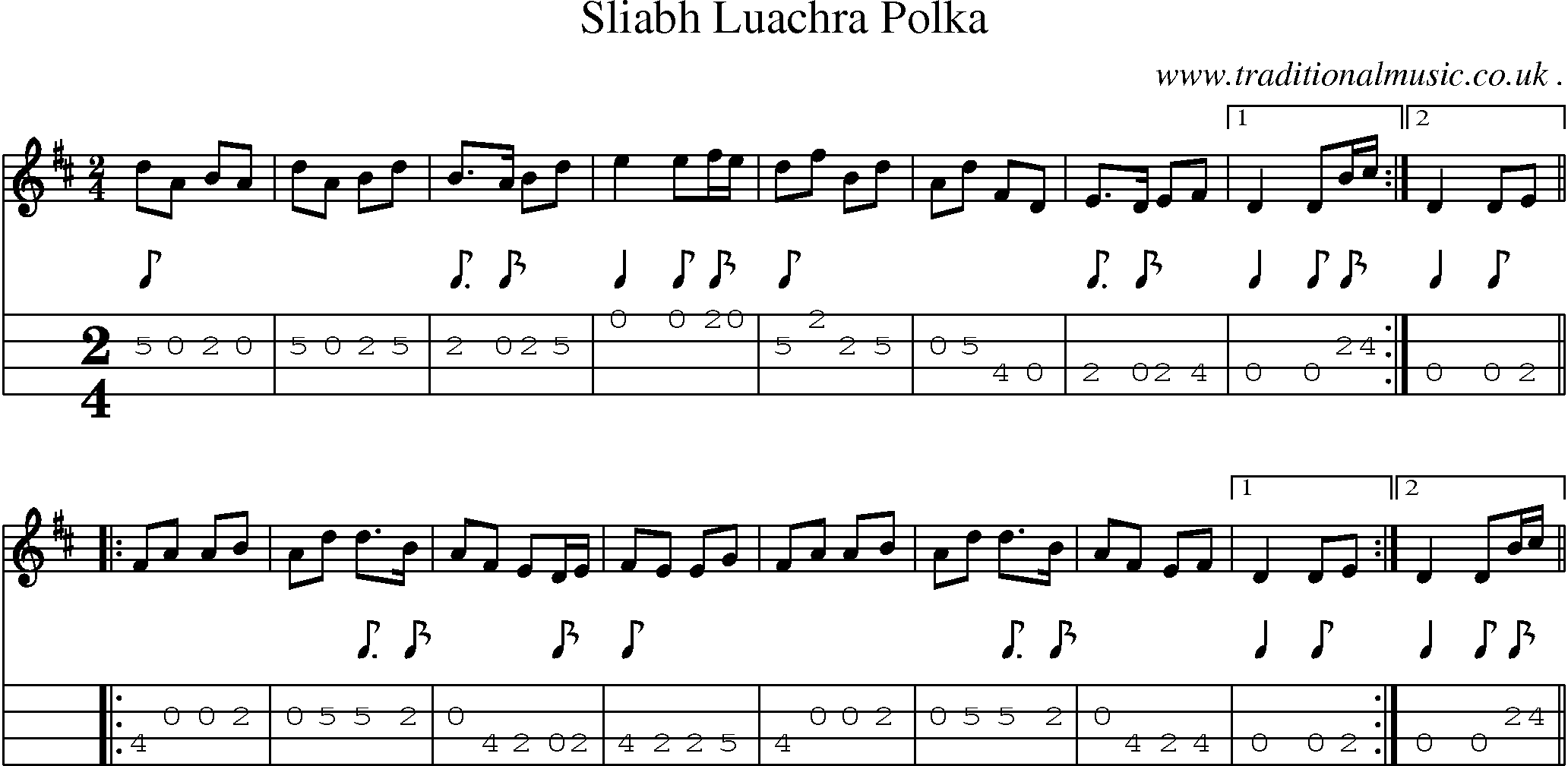 Sheet-Music and Mandolin Tabs for Sliabh Luachra Polka