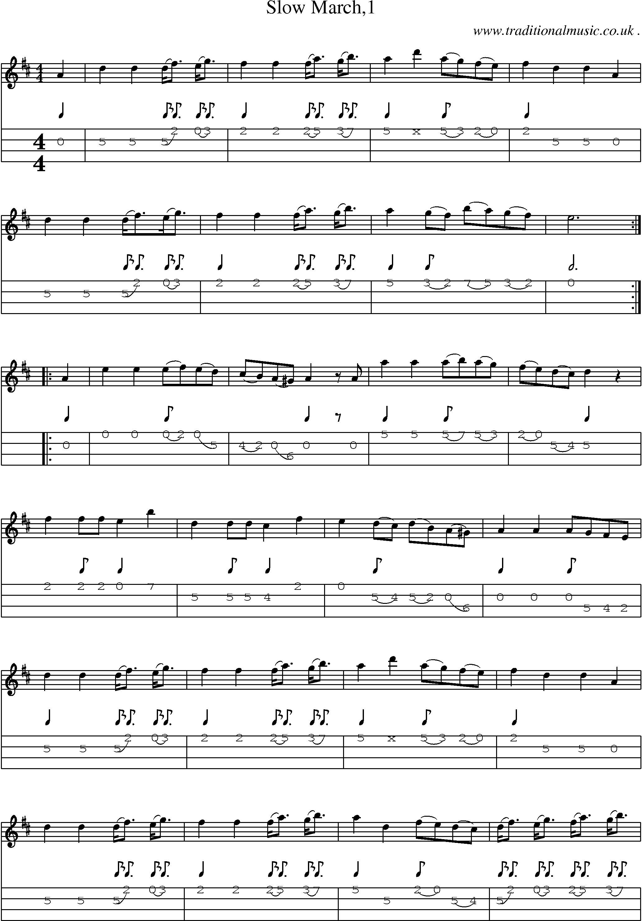 Sheet-Music and Mandolin Tabs for Slow March1