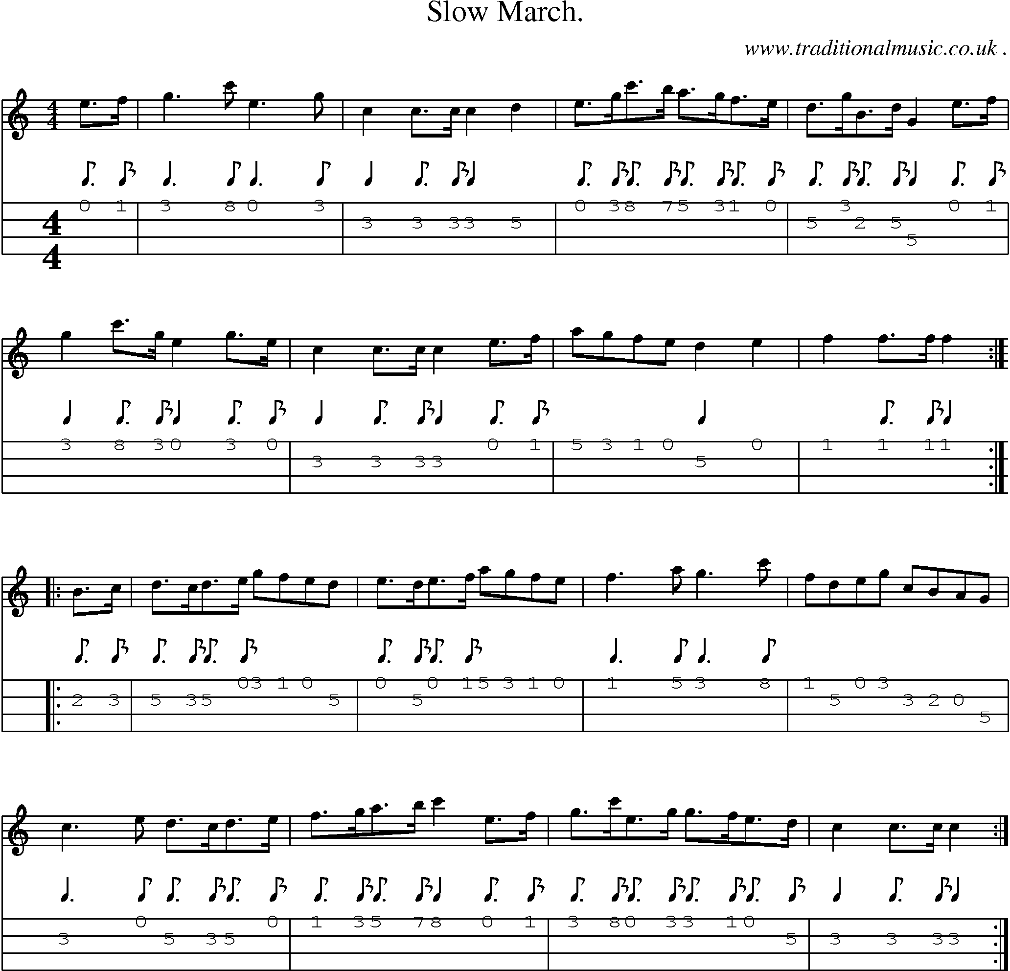 Sheet-Music and Mandolin Tabs for Slow March 