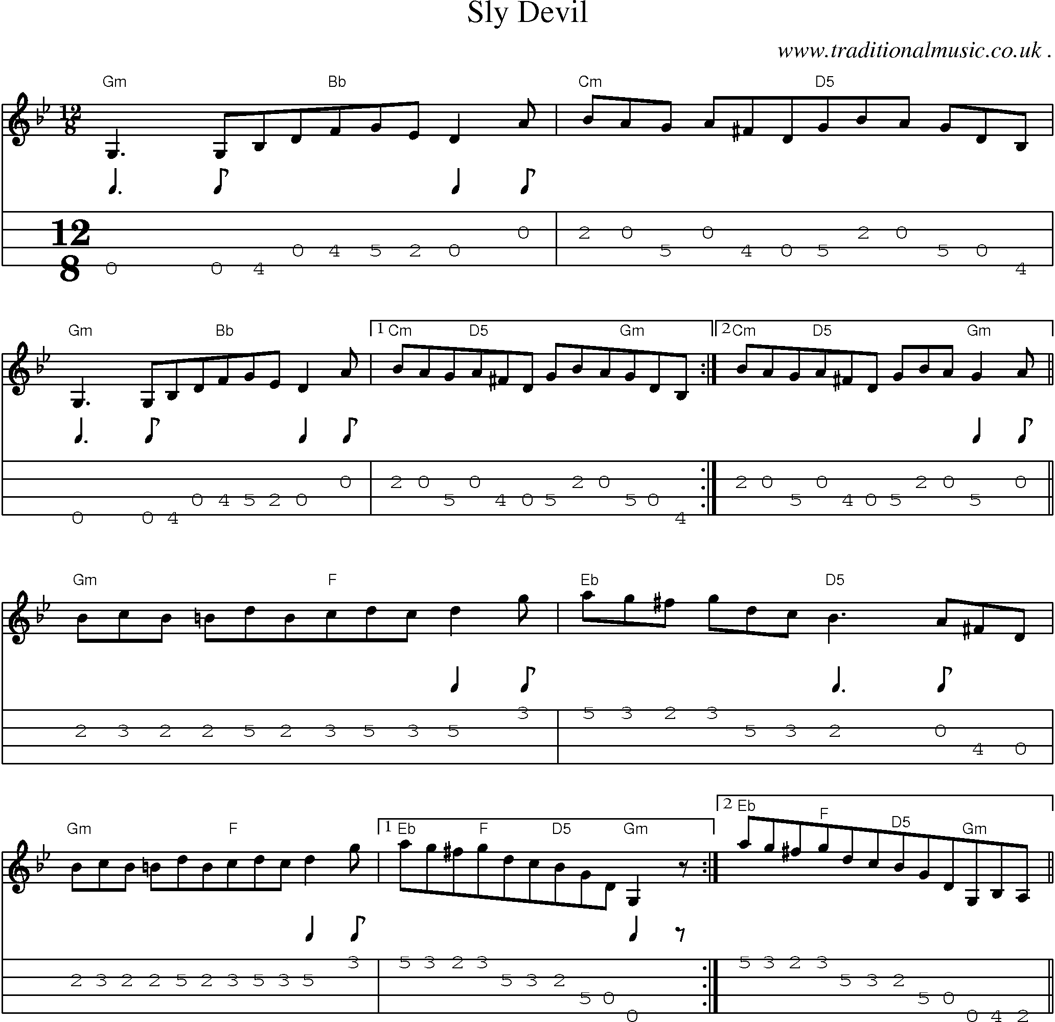 Sheet-Music and Mandolin Tabs for Sly Devil