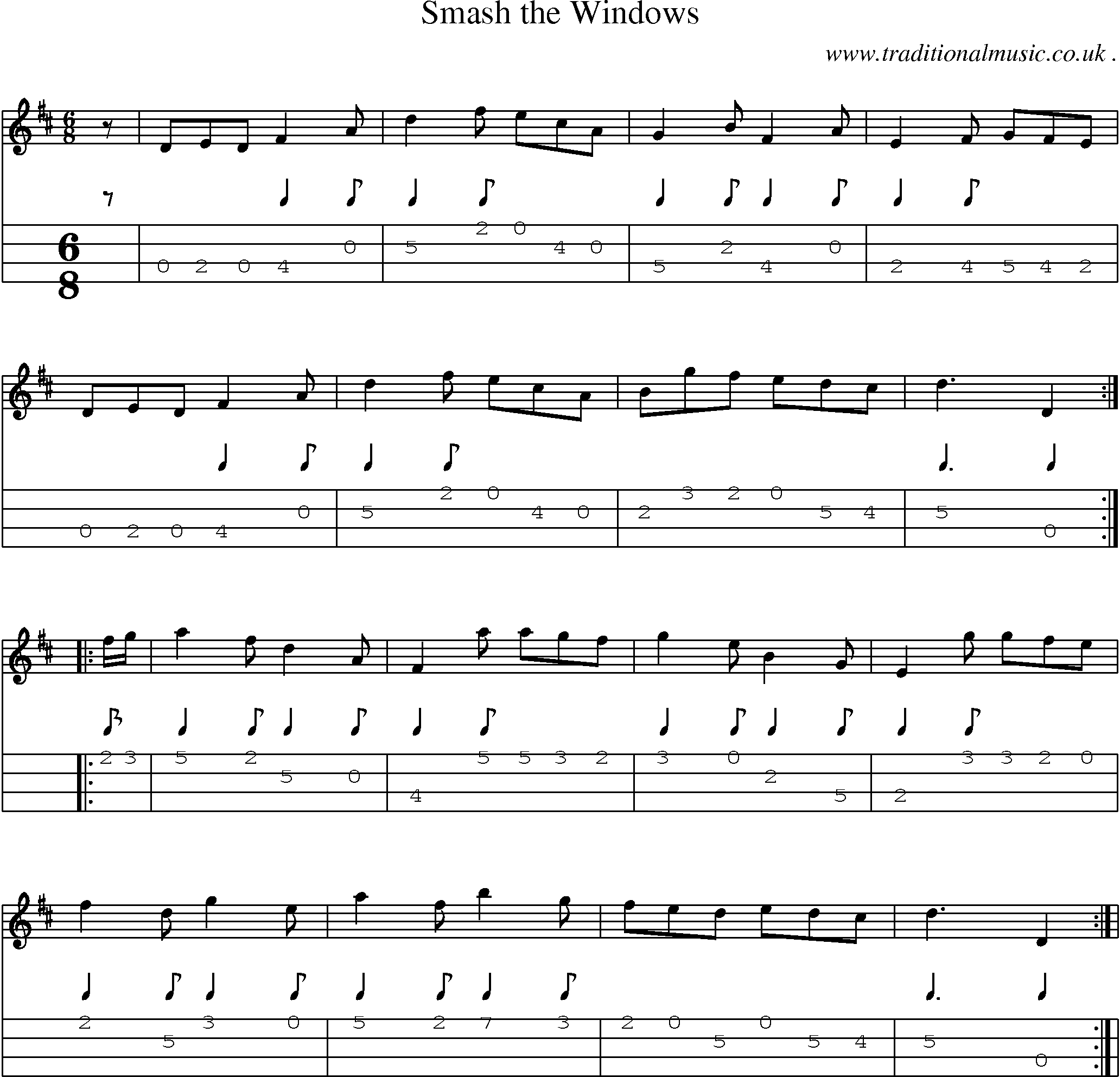 Sheet-Music and Mandolin Tabs for Smash The Windows