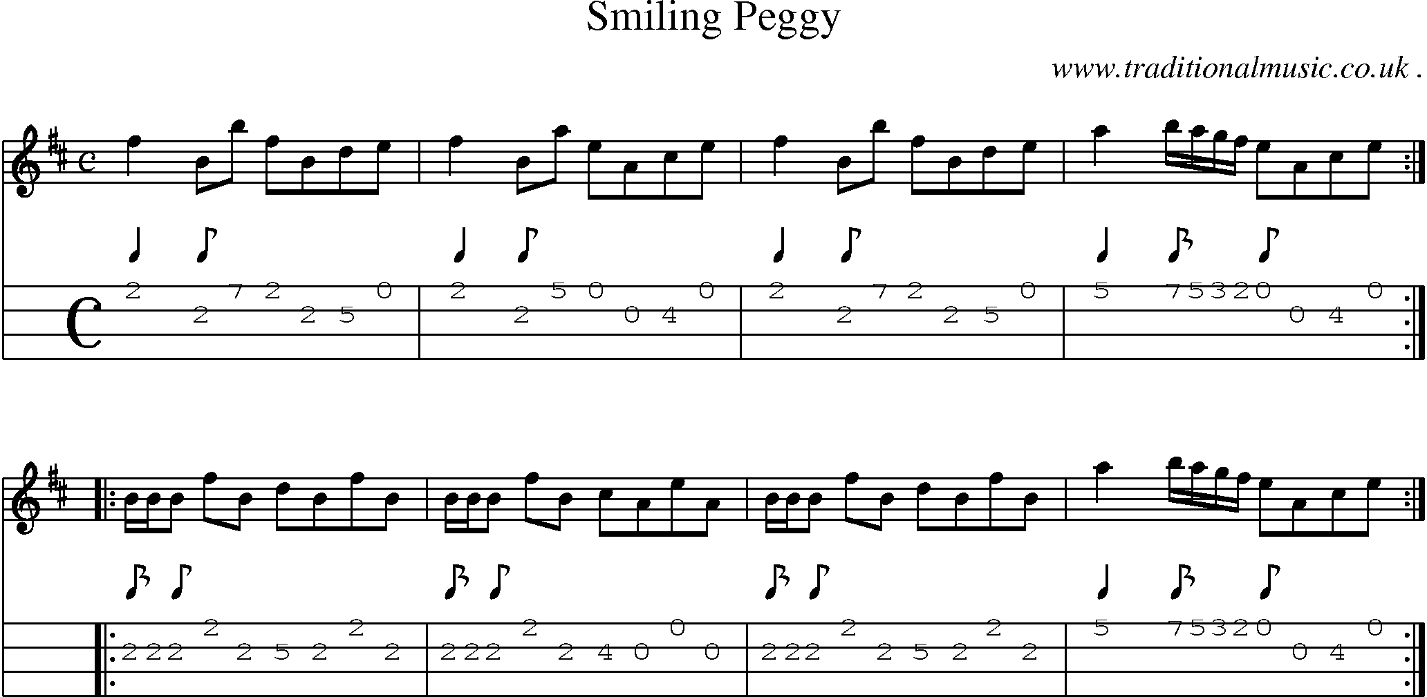 Sheet-Music and Mandolin Tabs for Smiling Peggy