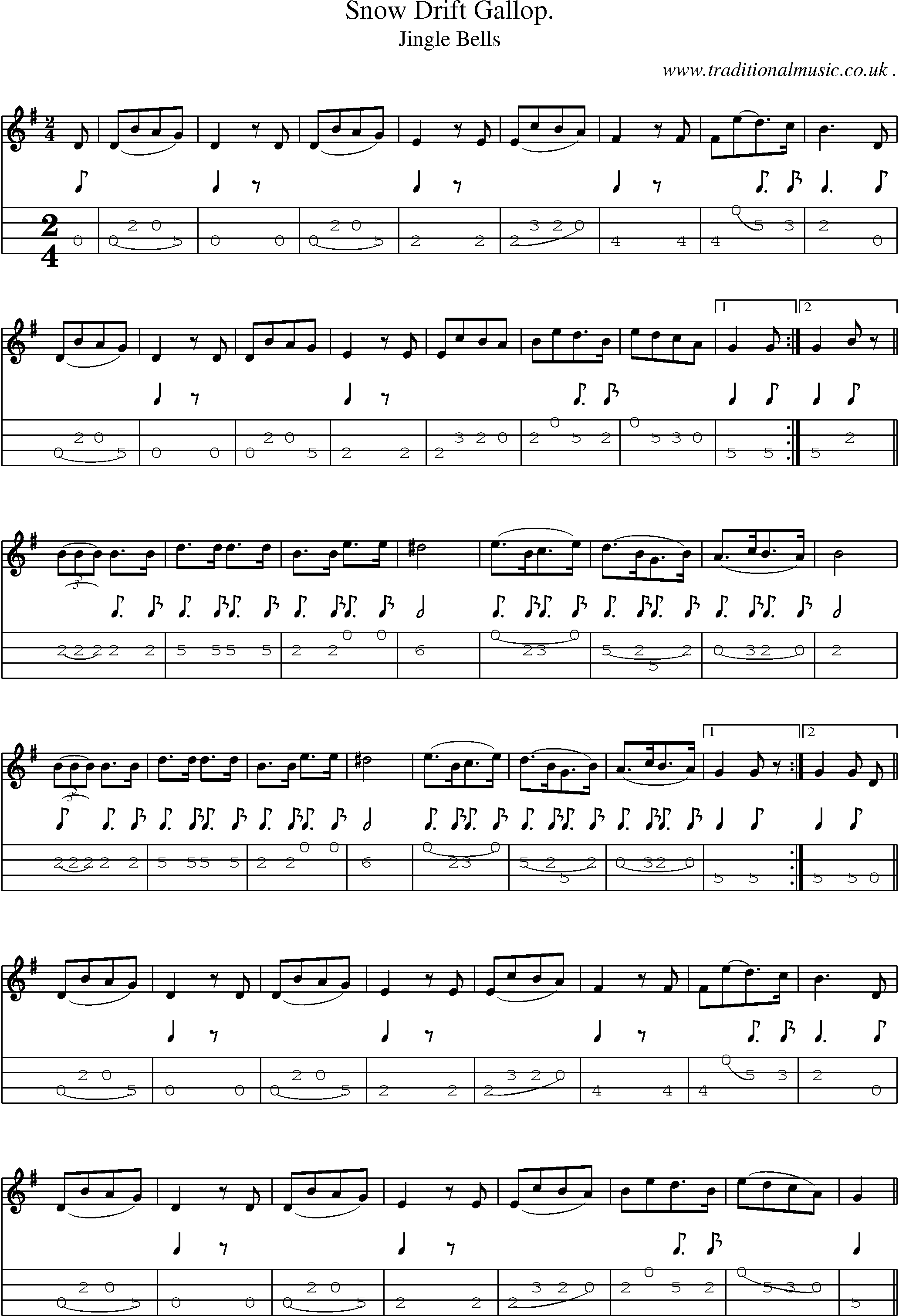 Sheet-Music and Mandolin Tabs for Snow Drift Gallop