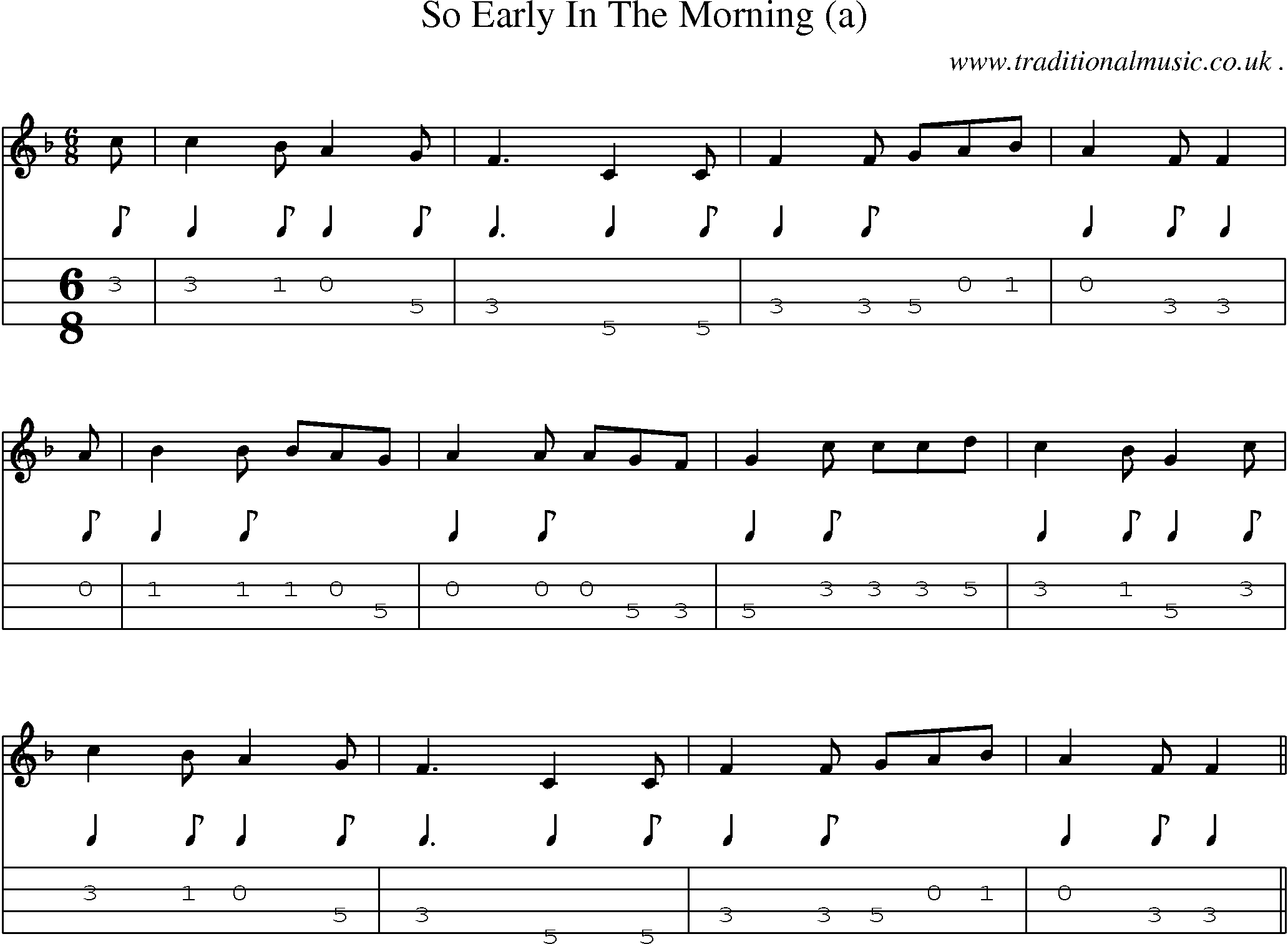 Sheet-Music and Mandolin Tabs for So Early In The Morning (a)
