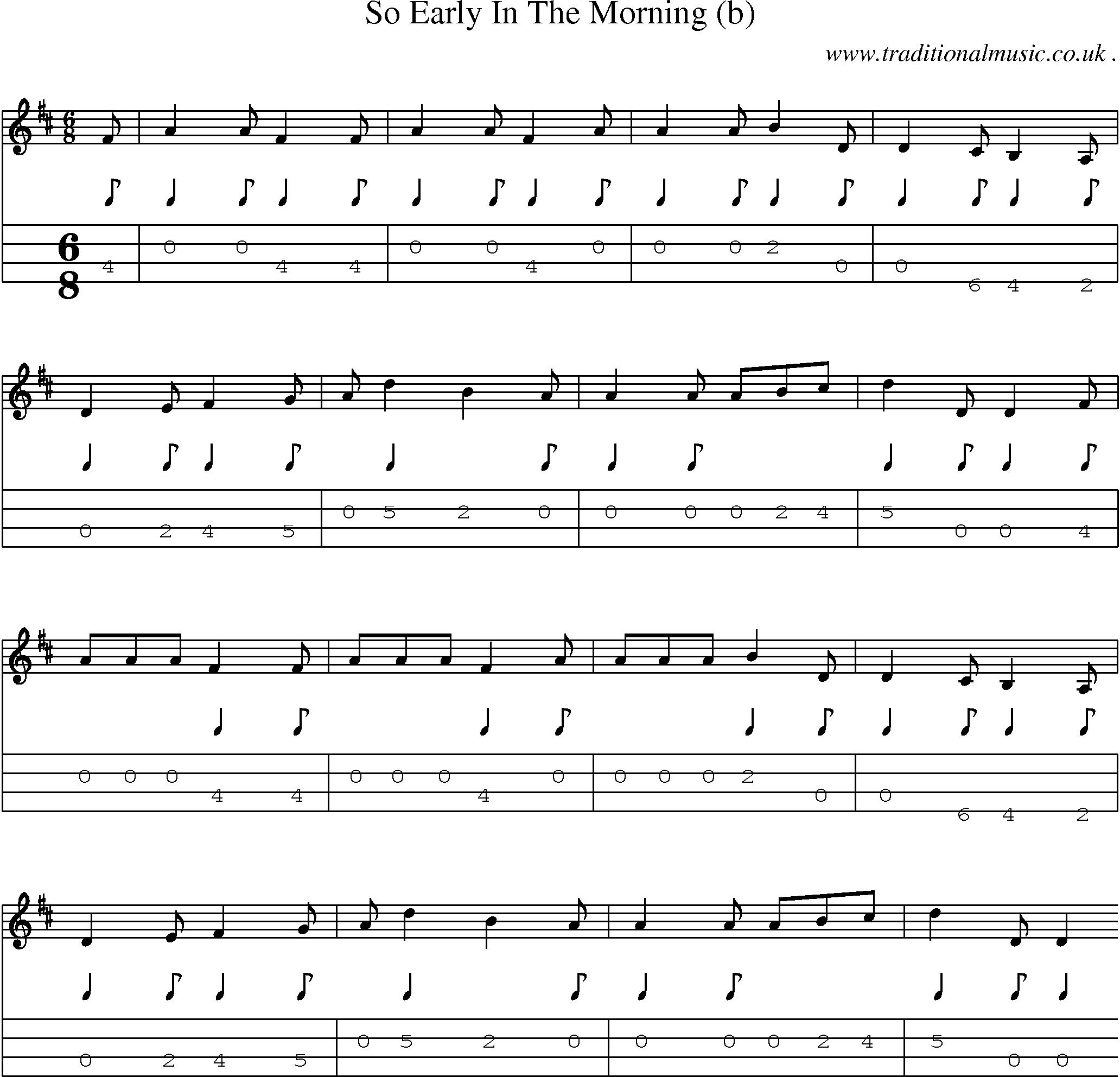 Sheet-Music and Mandolin Tabs for So Early In The Morning (b)