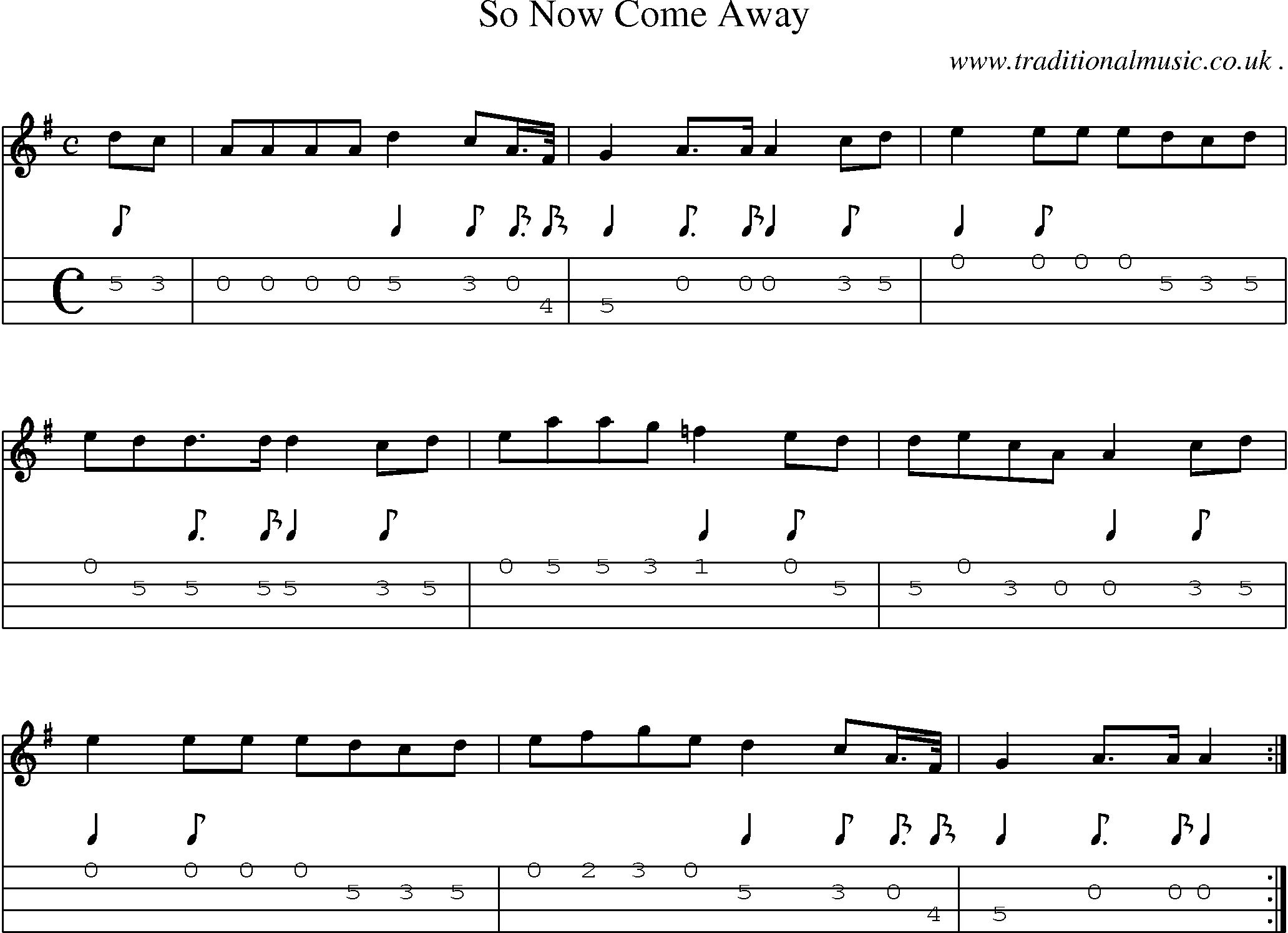 Sheet-Music and Mandolin Tabs for So Now Come Away