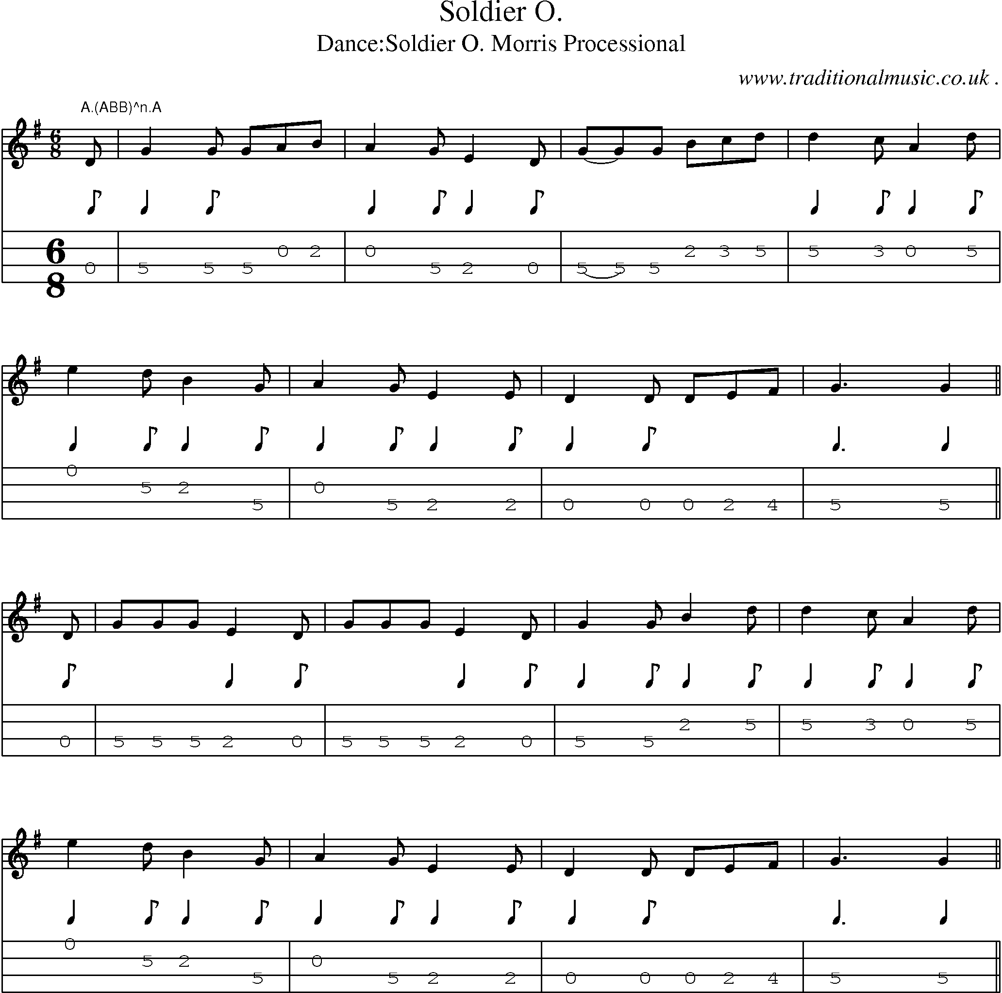 Sheet-Music and Mandolin Tabs for Soldier O
