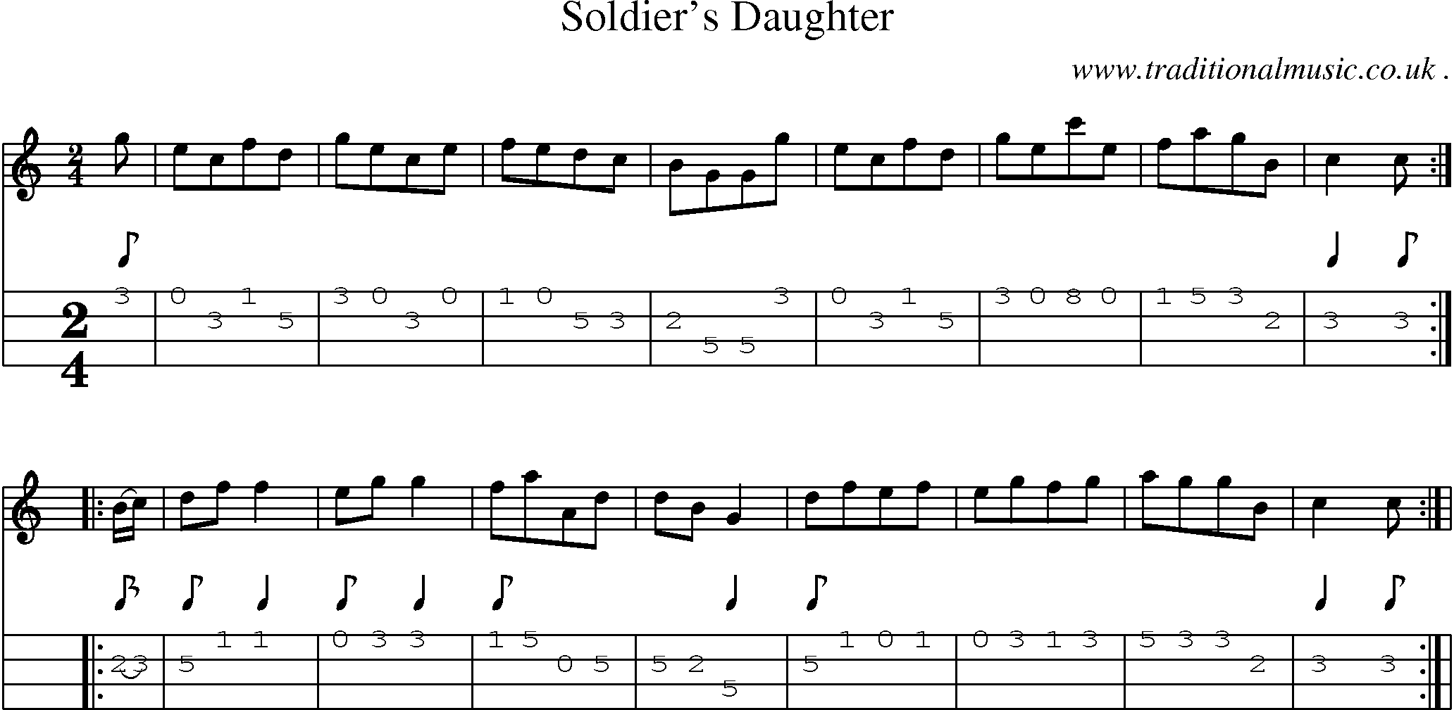 Sheet-Music and Mandolin Tabs for Soldiers Daughter