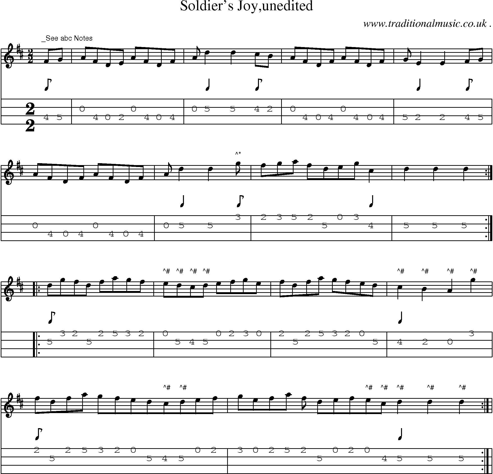 Sheet-Music and Mandolin Tabs for Soldiers Joyunedited
