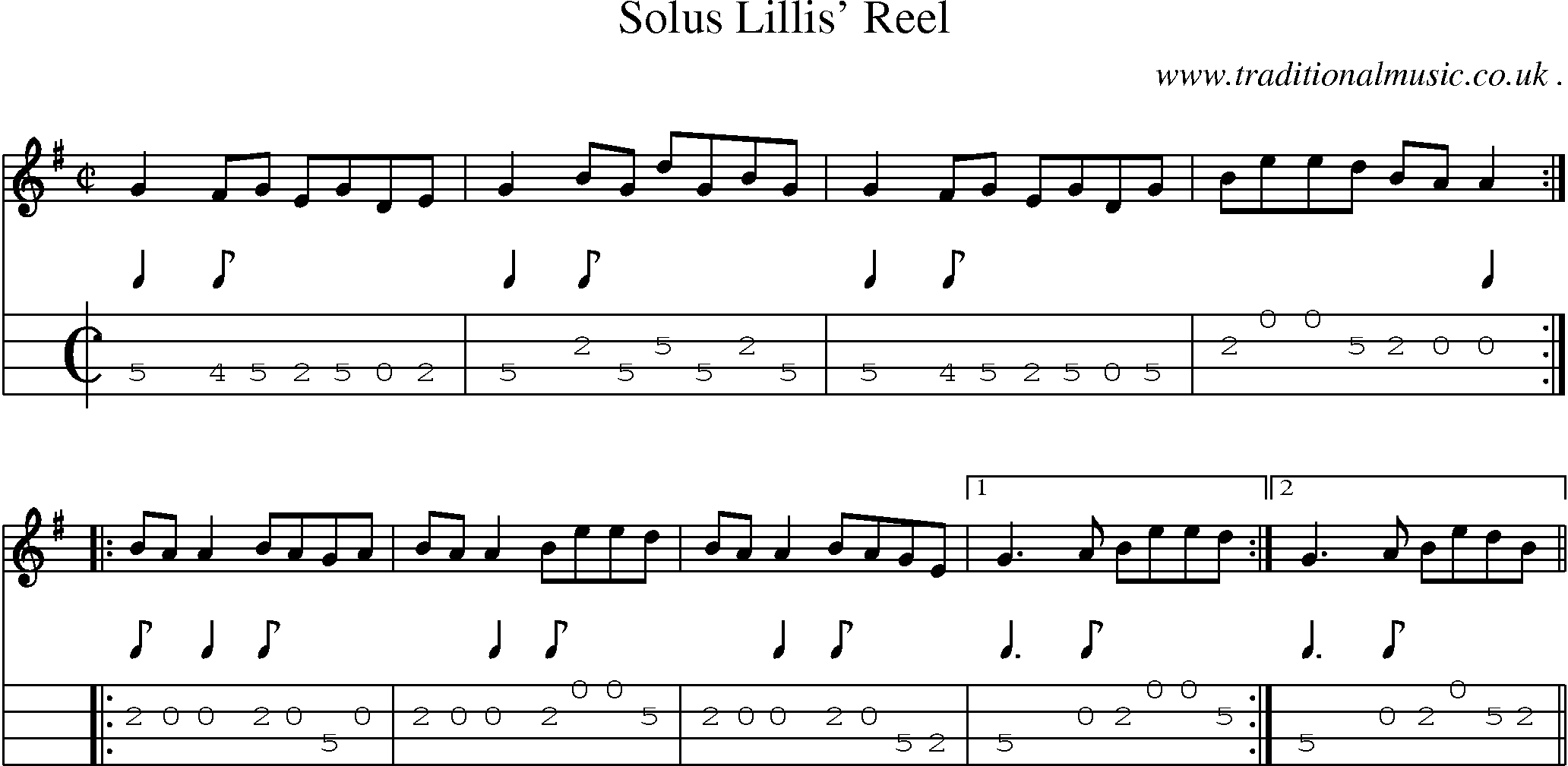 Sheet-Music and Mandolin Tabs for Solus Lillis Reel