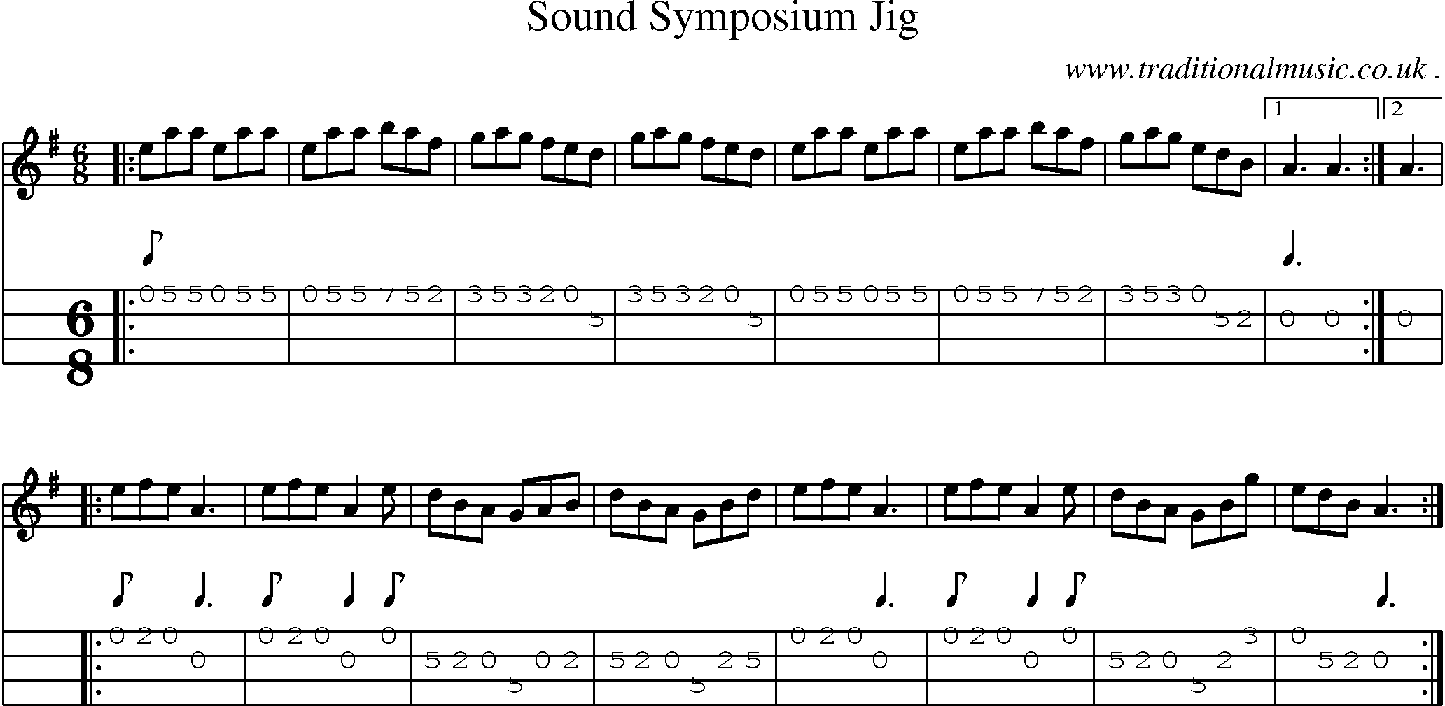 Sheet-Music and Mandolin Tabs for Sound Symposium Jig