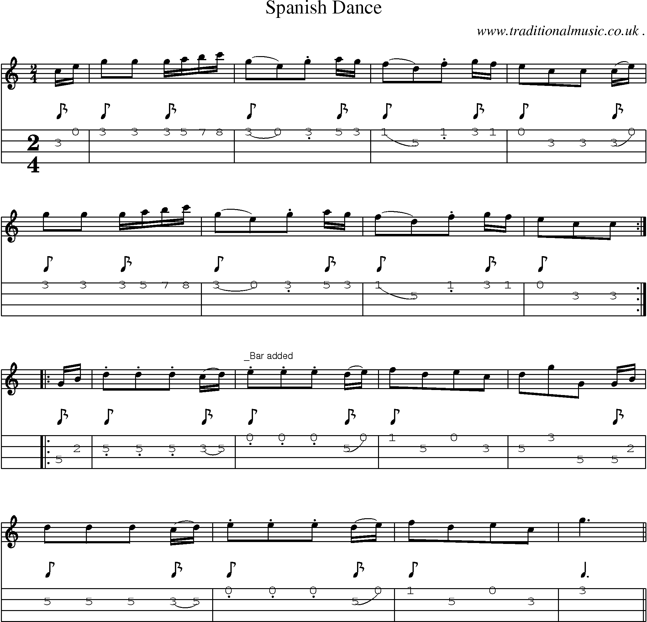Sheet-Music and Mandolin Tabs for Spanish Dance