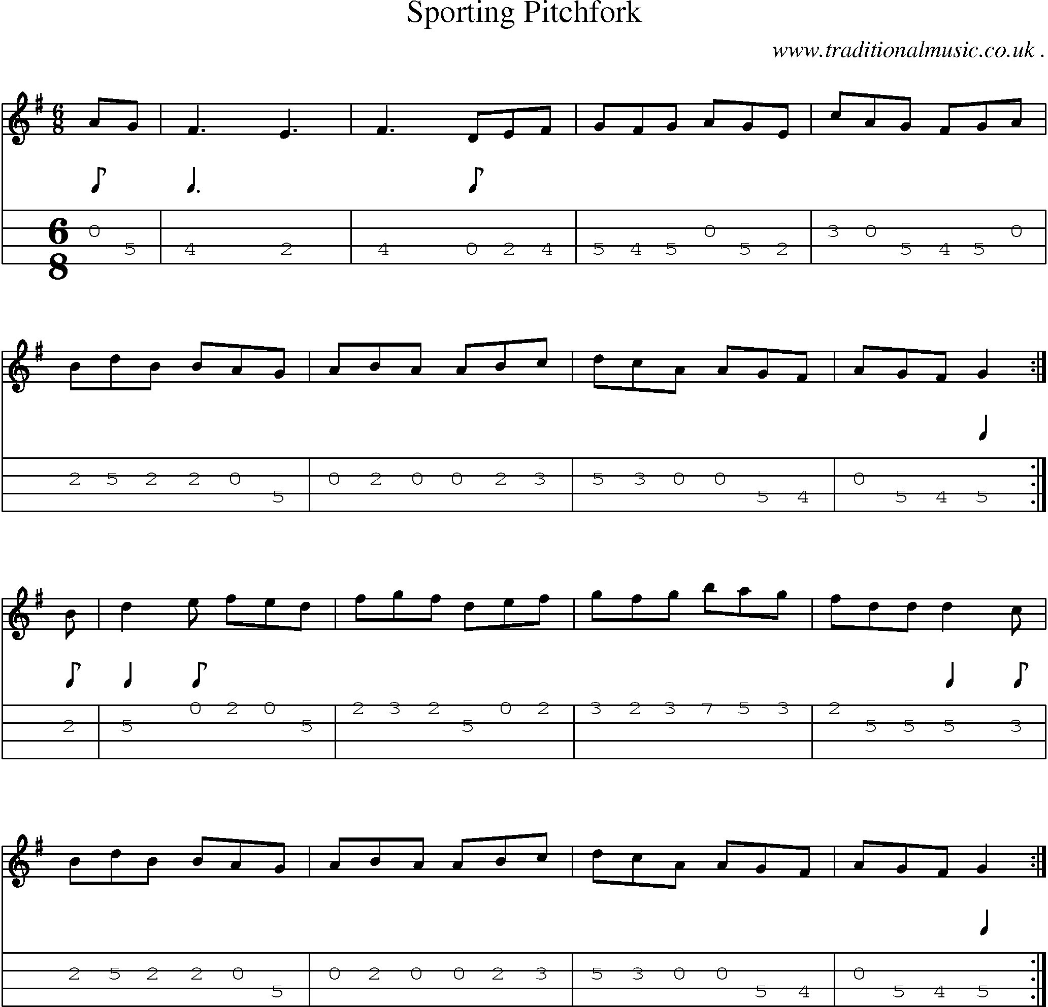 Sheet-Music and Mandolin Tabs for Sporting Pitchfork