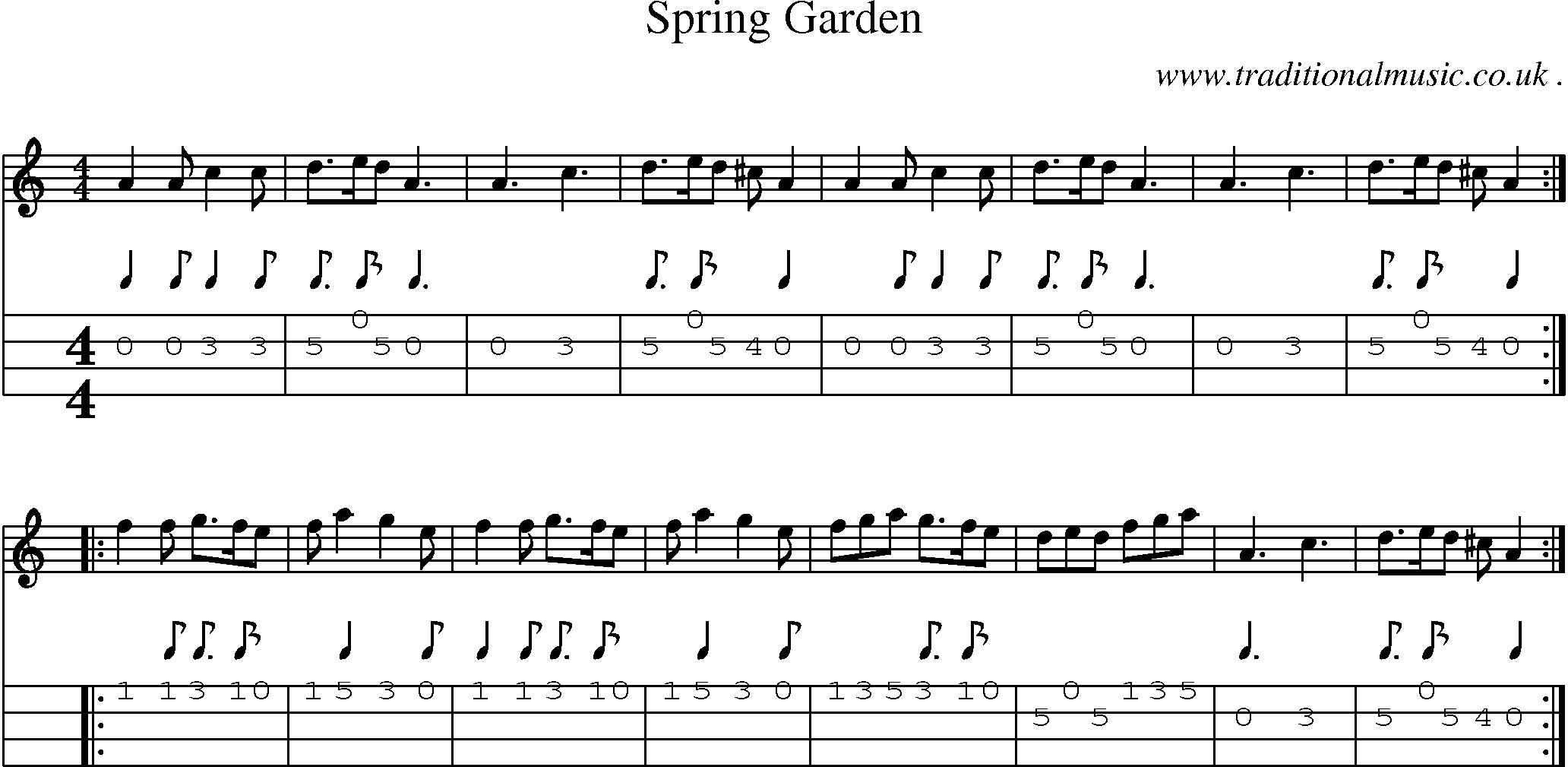 Sheet-Music and Mandolin Tabs for Spring Garden