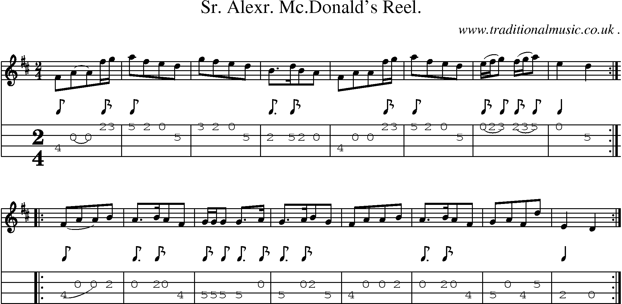Sheet-Music and Mandolin Tabs for Sr Alexr Mcdonalds Reel