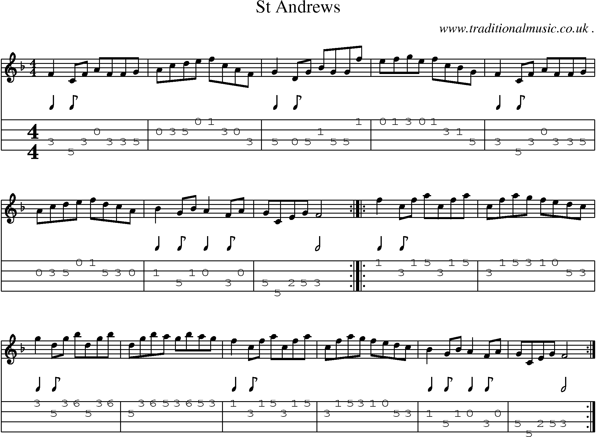 Sheet-Music and Mandolin Tabs for St Andrews