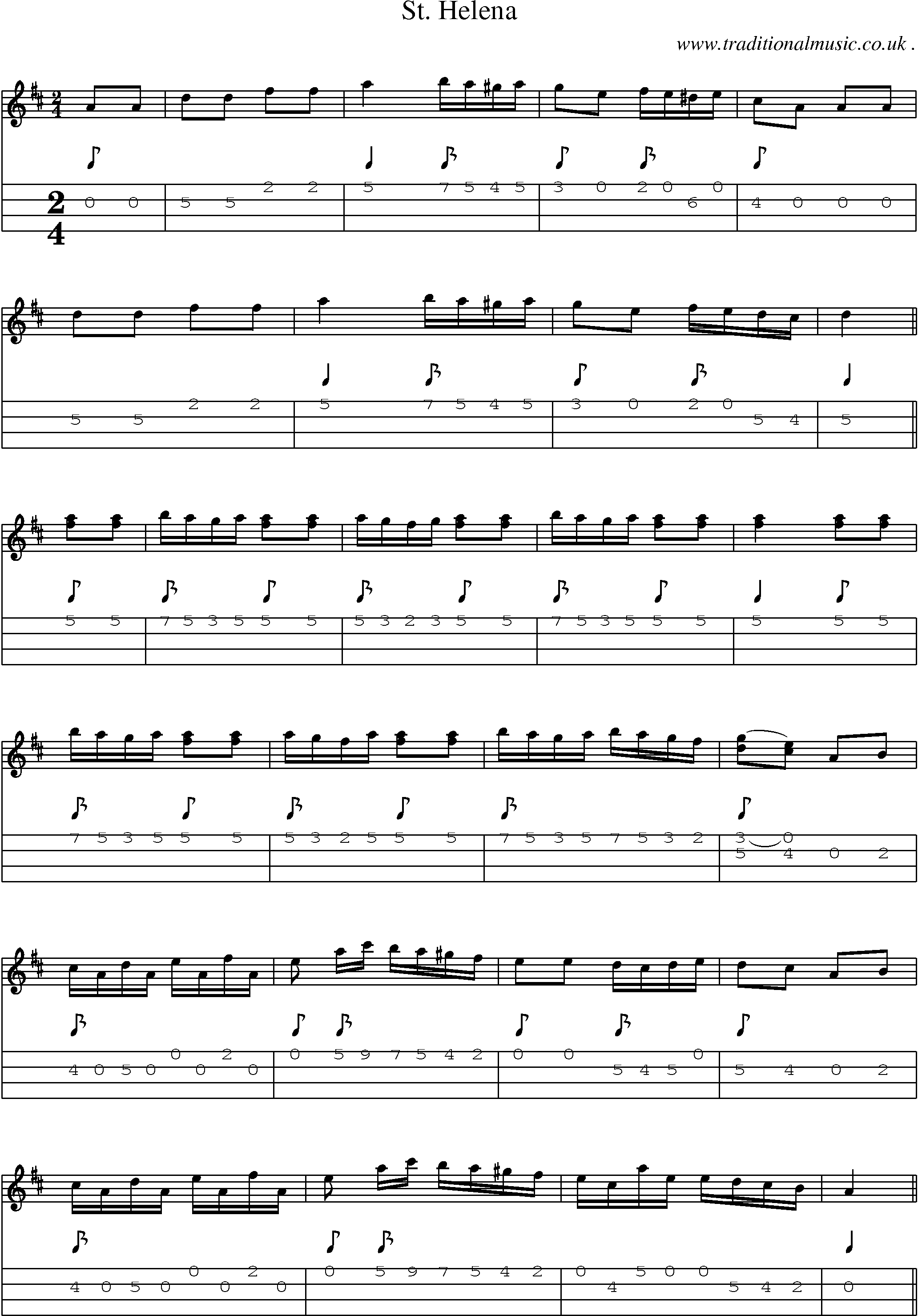 Sheet-Music and Mandolin Tabs for St Helena