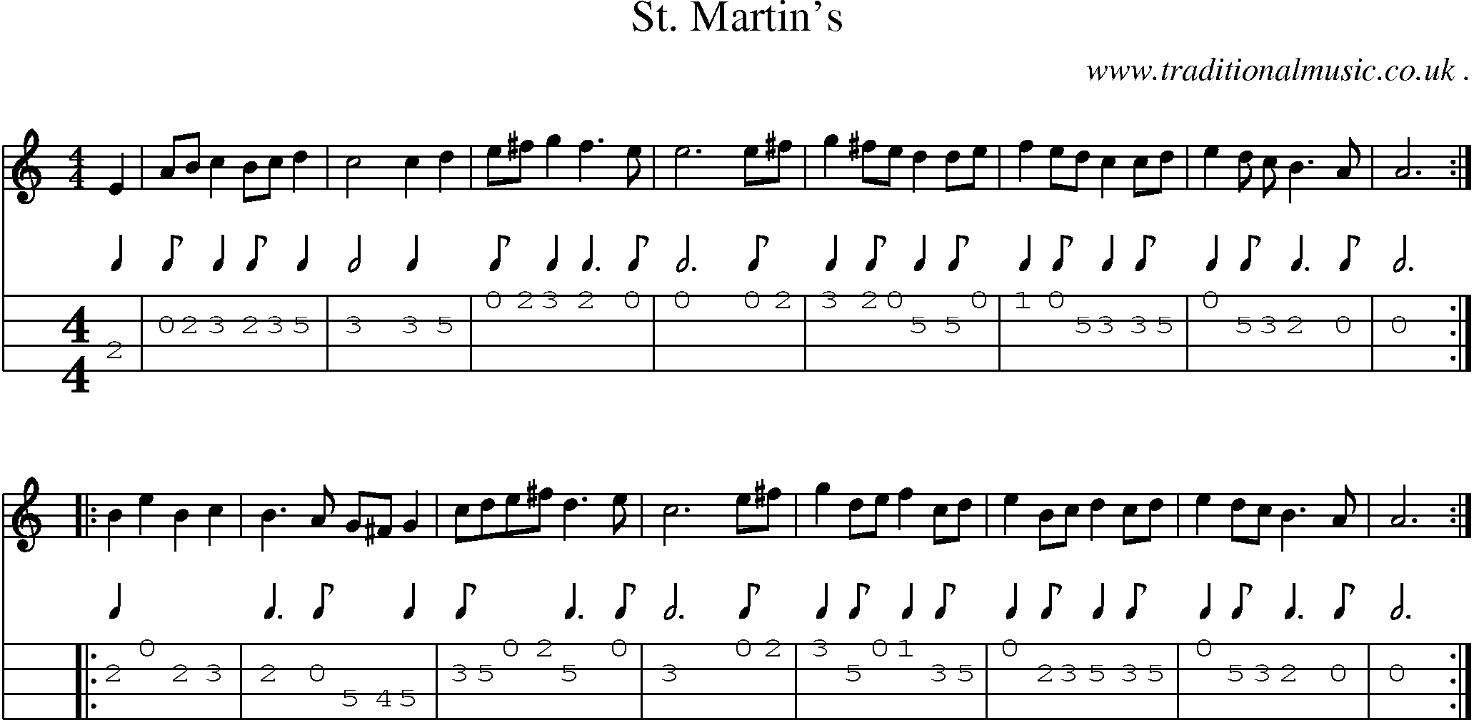 Sheet-Music and Mandolin Tabs for St Martins