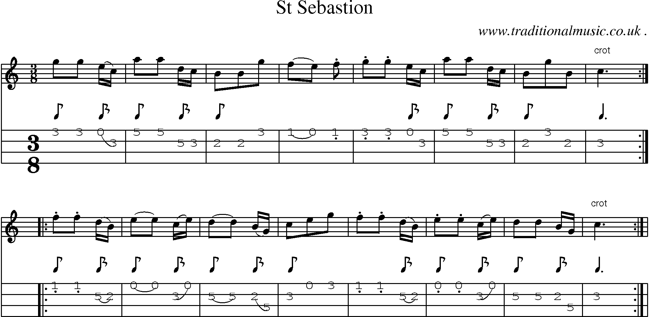 Sheet-Music and Mandolin Tabs for St Sebastion