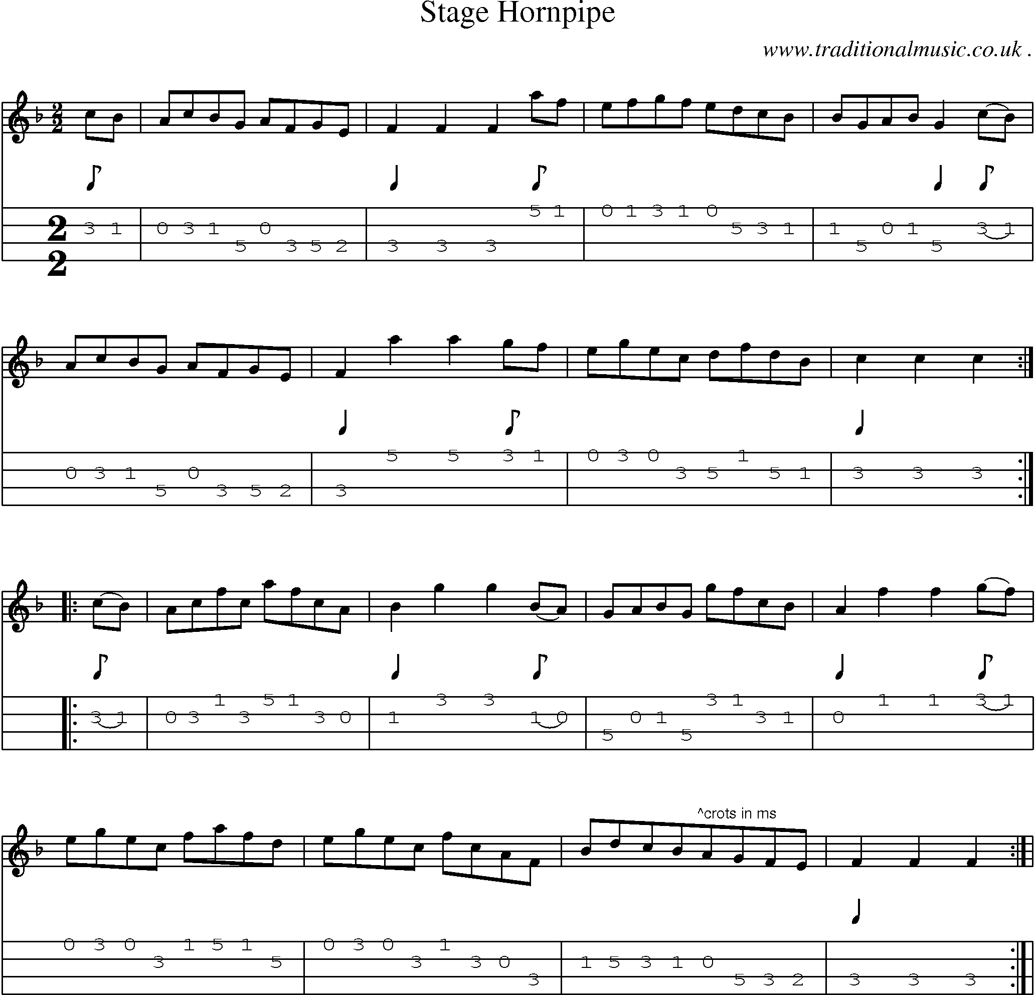 Sheet-Music and Mandolin Tabs for Stage Hornpipe