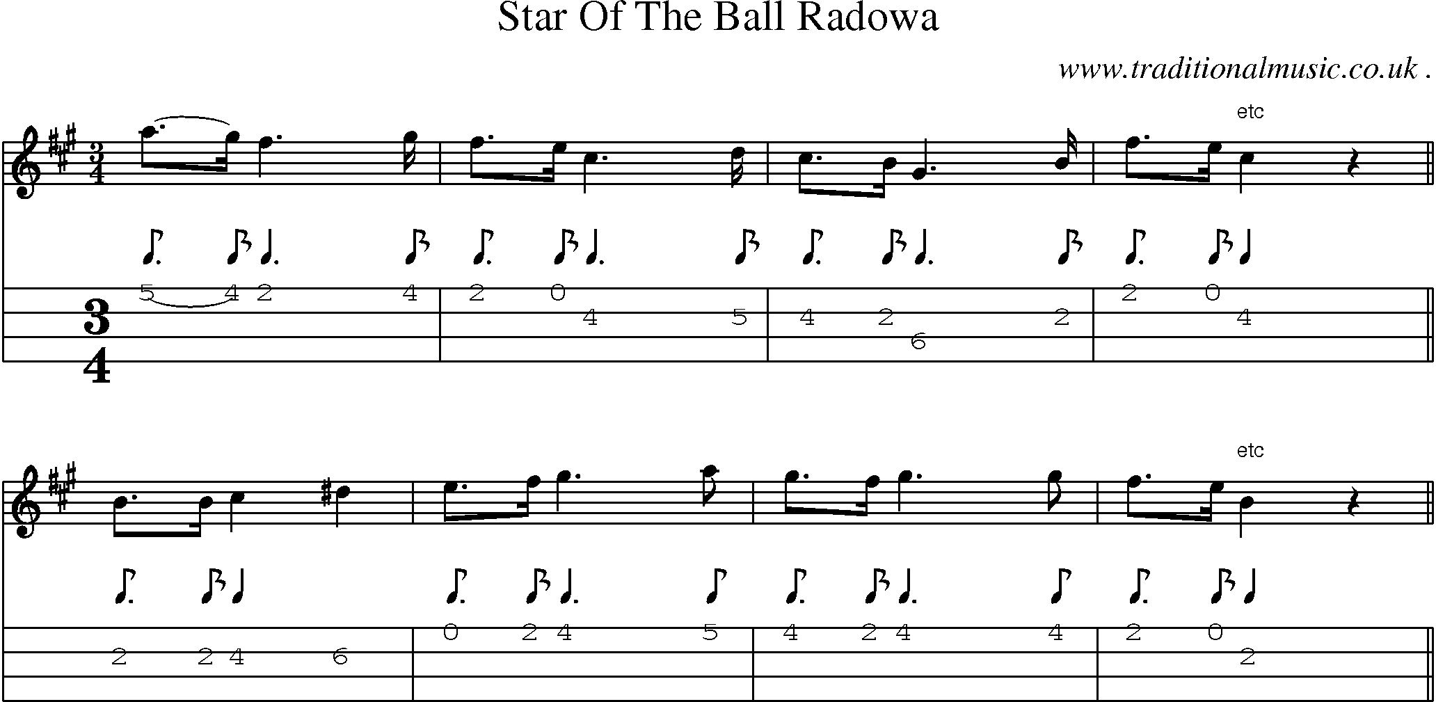 Sheet-Music and Mandolin Tabs for Star Of The Ball Radowa