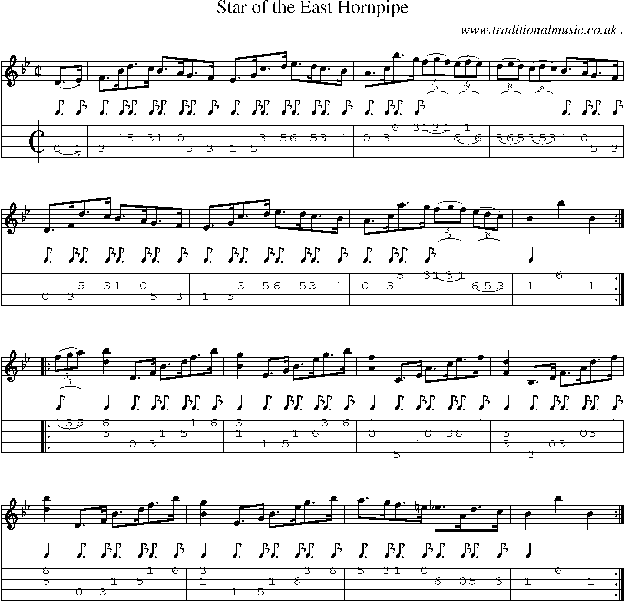 Sheet-Music and Mandolin Tabs for Star Of The East Hornpipe