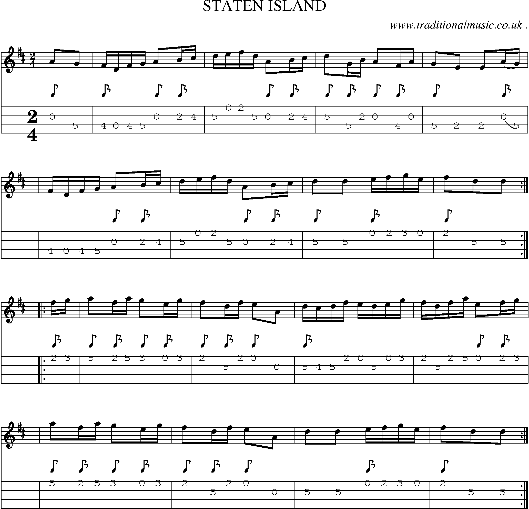 Sheet-Music and Mandolin Tabs for Staten Island