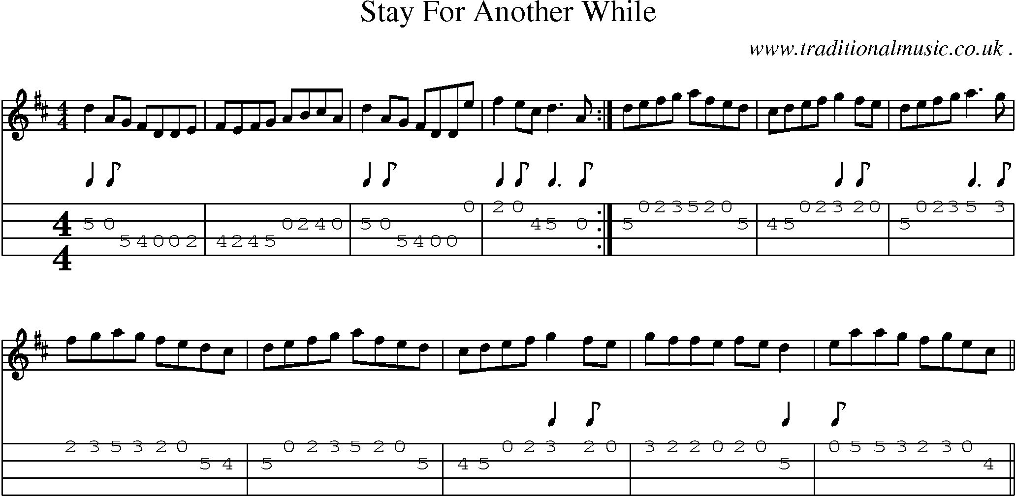 Sheet-Music and Mandolin Tabs for Stay For Another While