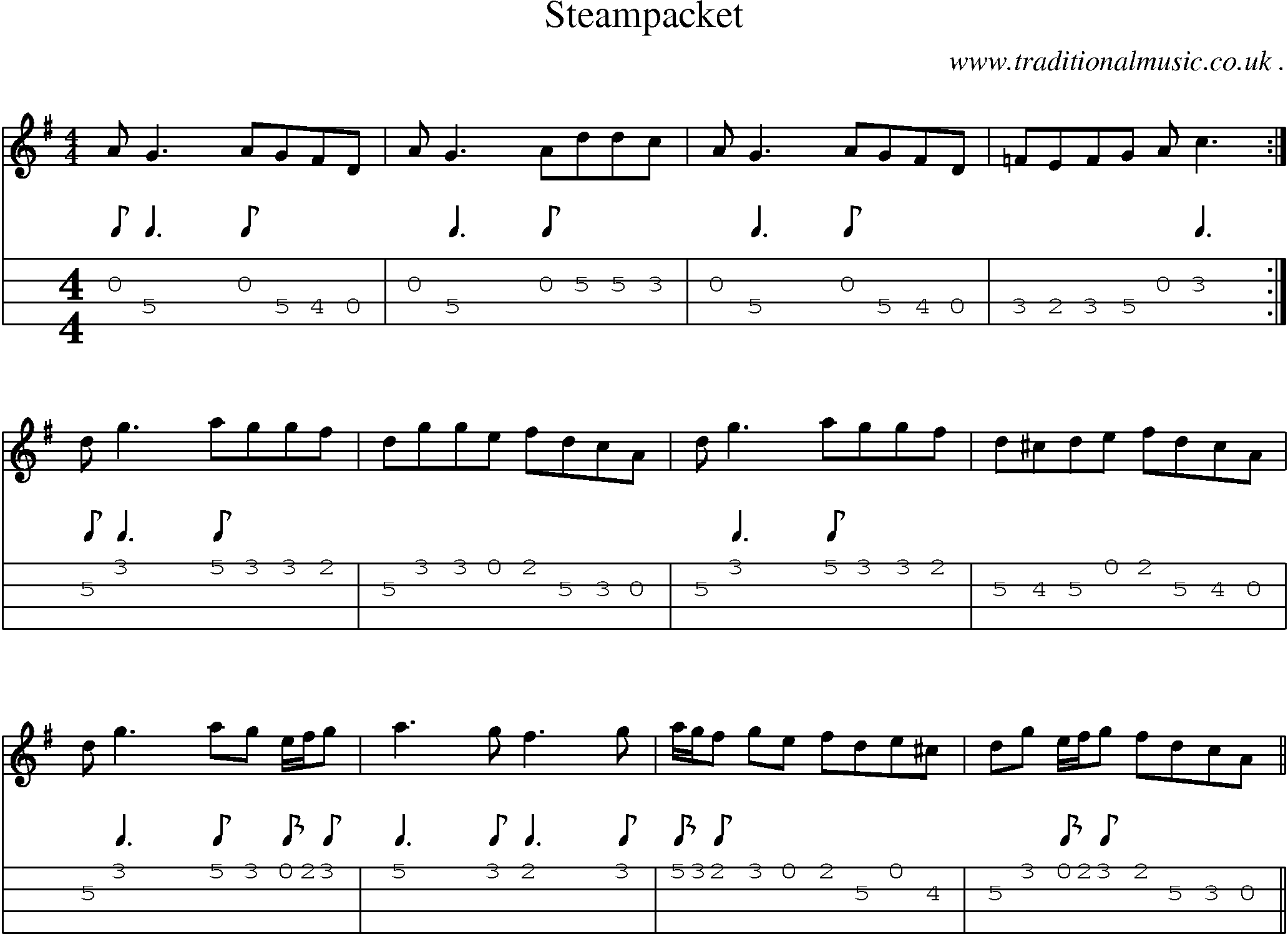 Sheet-Music and Mandolin Tabs for Steampacket