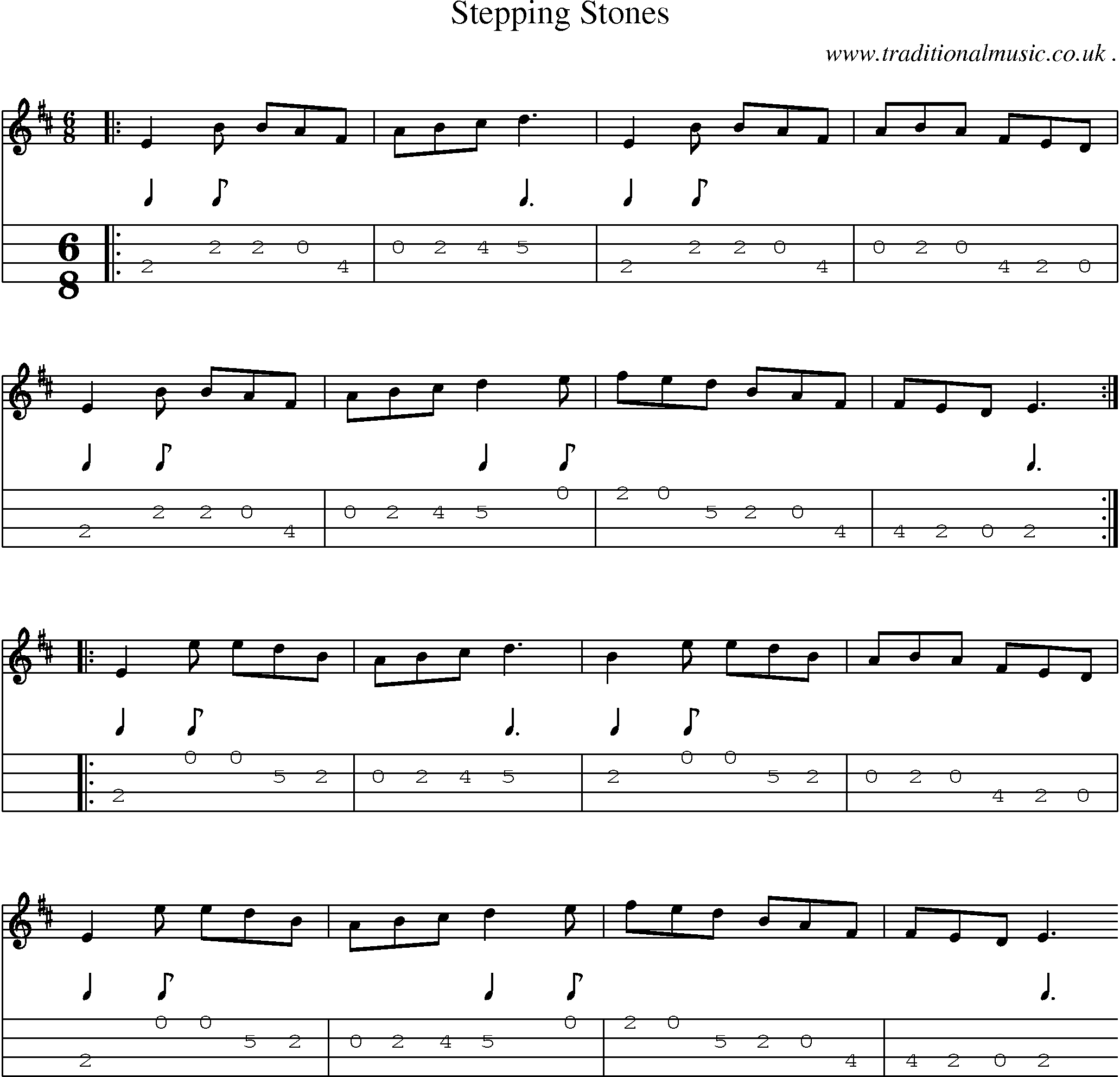 Sheet-Music and Mandolin Tabs for Stepping Stones