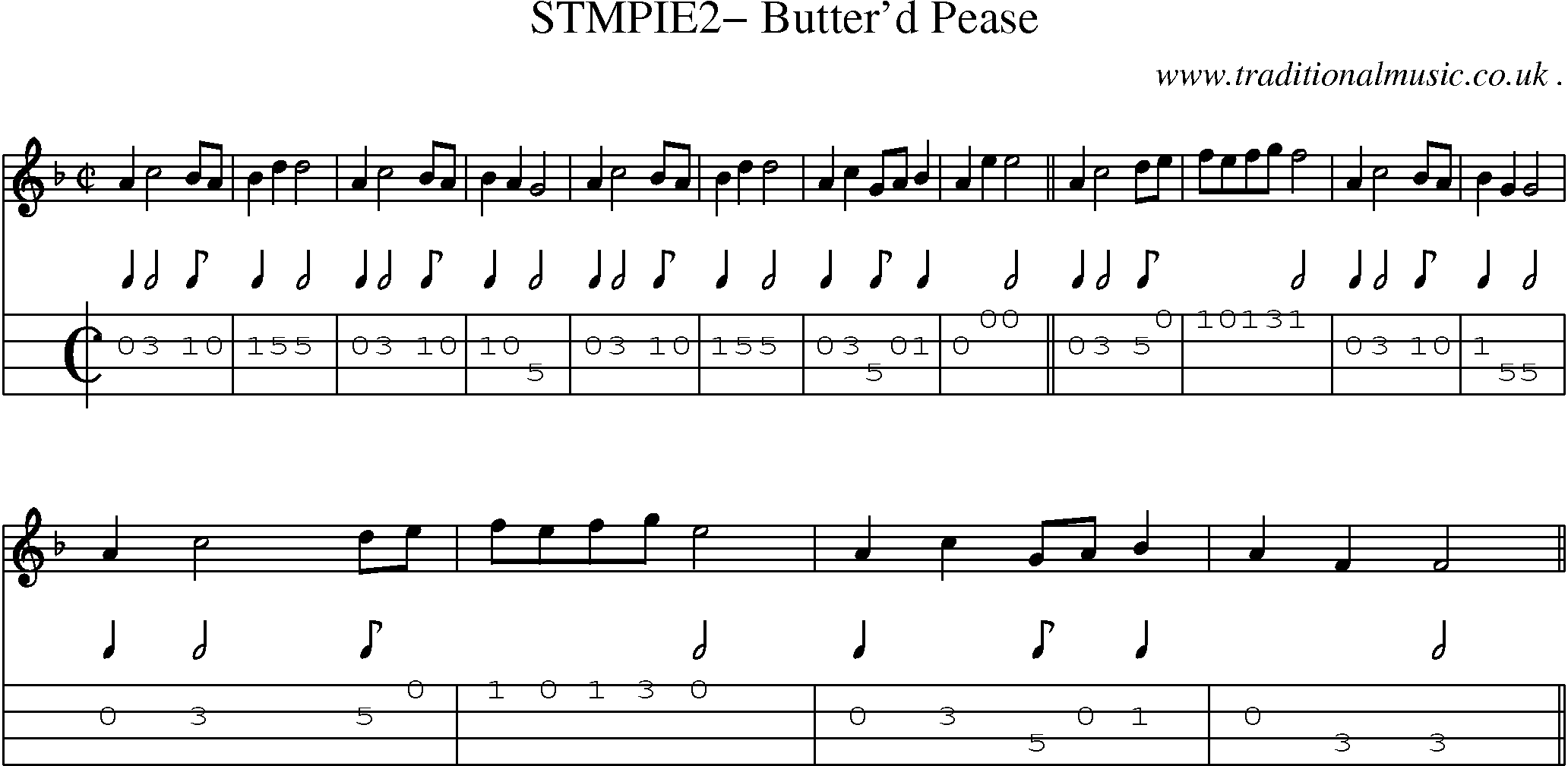Sheet-Music and Mandolin Tabs for Stmpie2 Butterd Pease