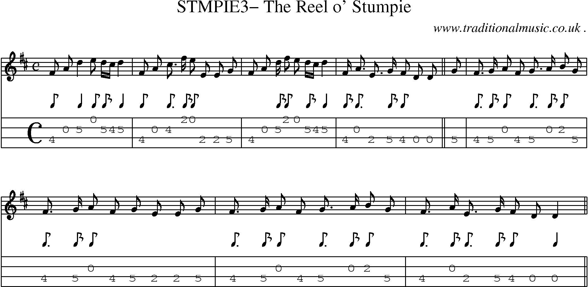 Sheet-Music and Mandolin Tabs for Stmpie3 The Reel O Stumpie