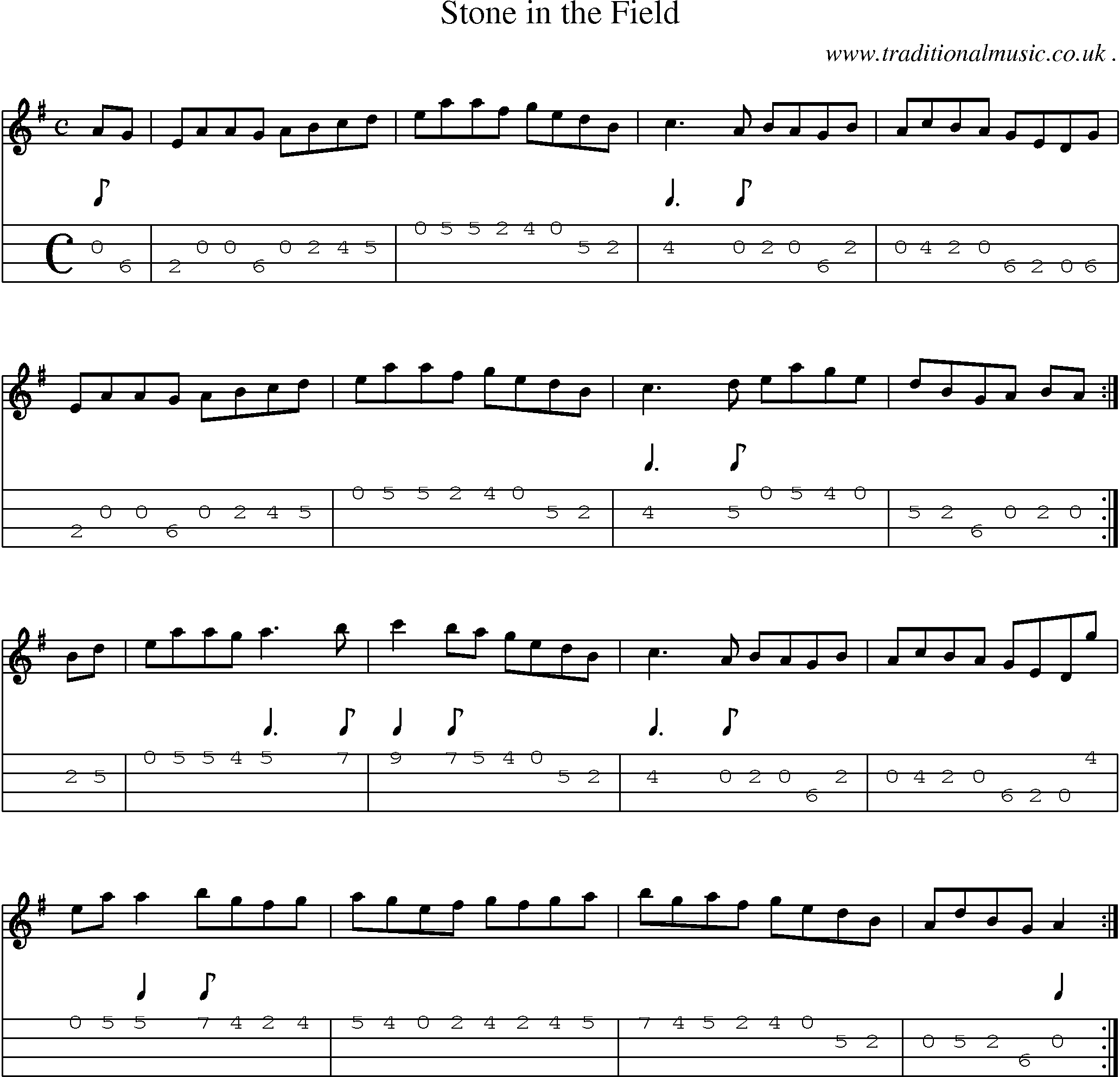Sheet-Music and Mandolin Tabs for Stone In The Field
