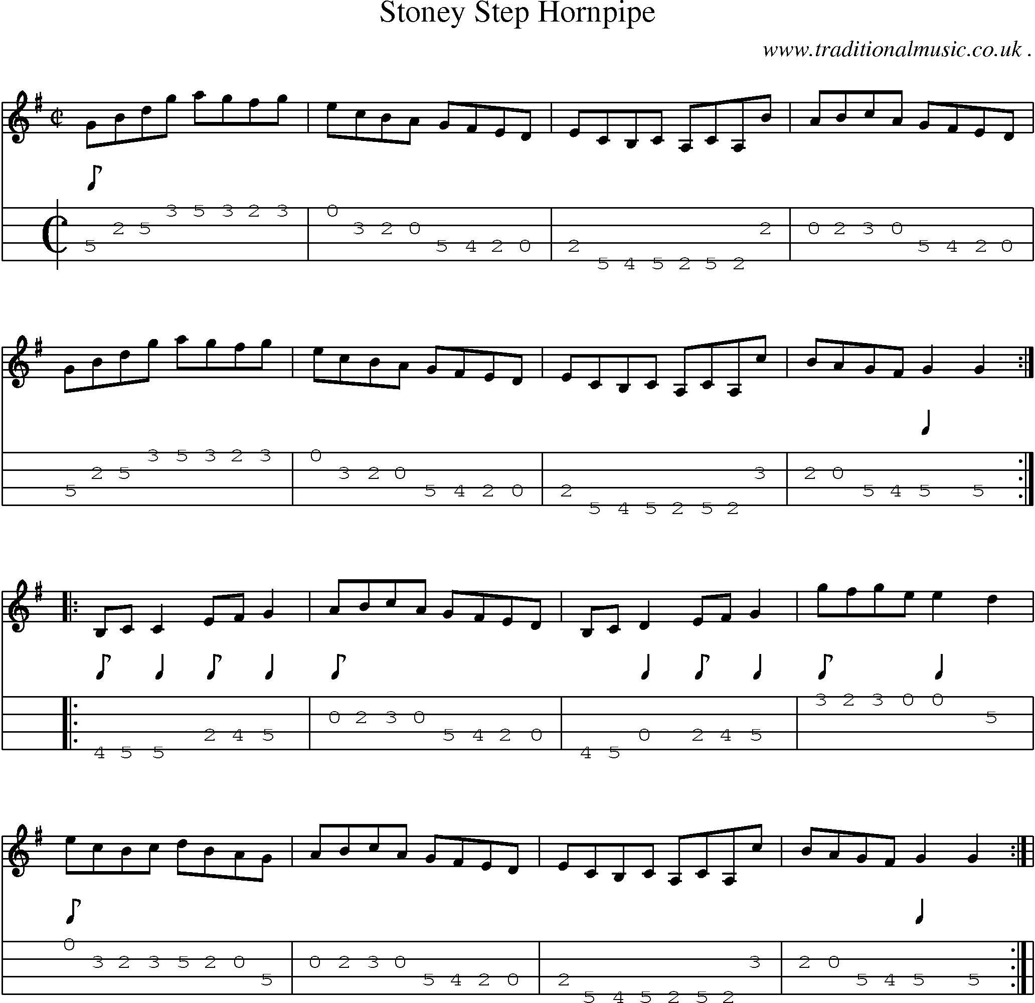 Sheet-Music and Mandolin Tabs for Stoney Step Hornpipe