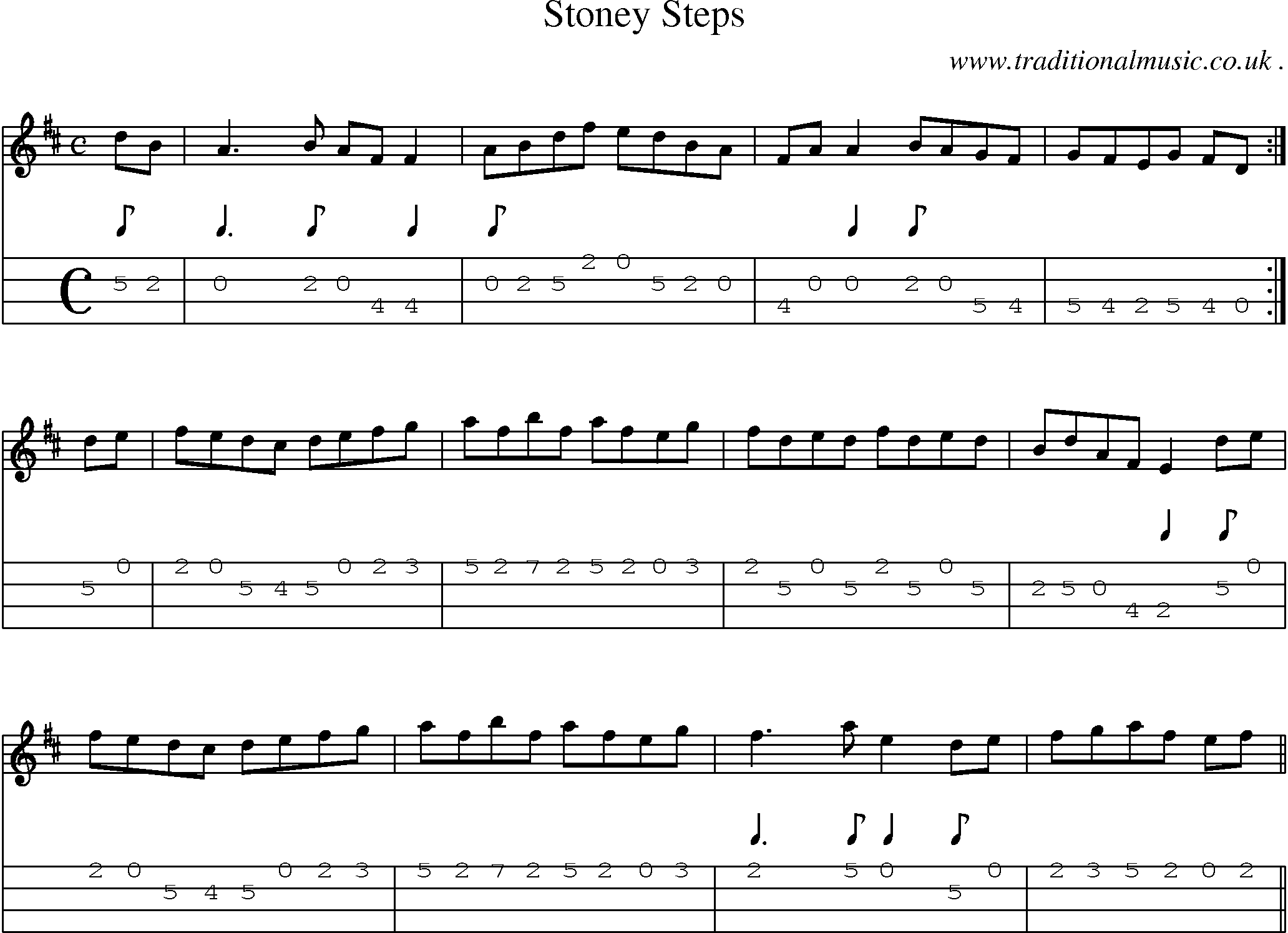 Sheet-Music and Mandolin Tabs for Stoney Steps