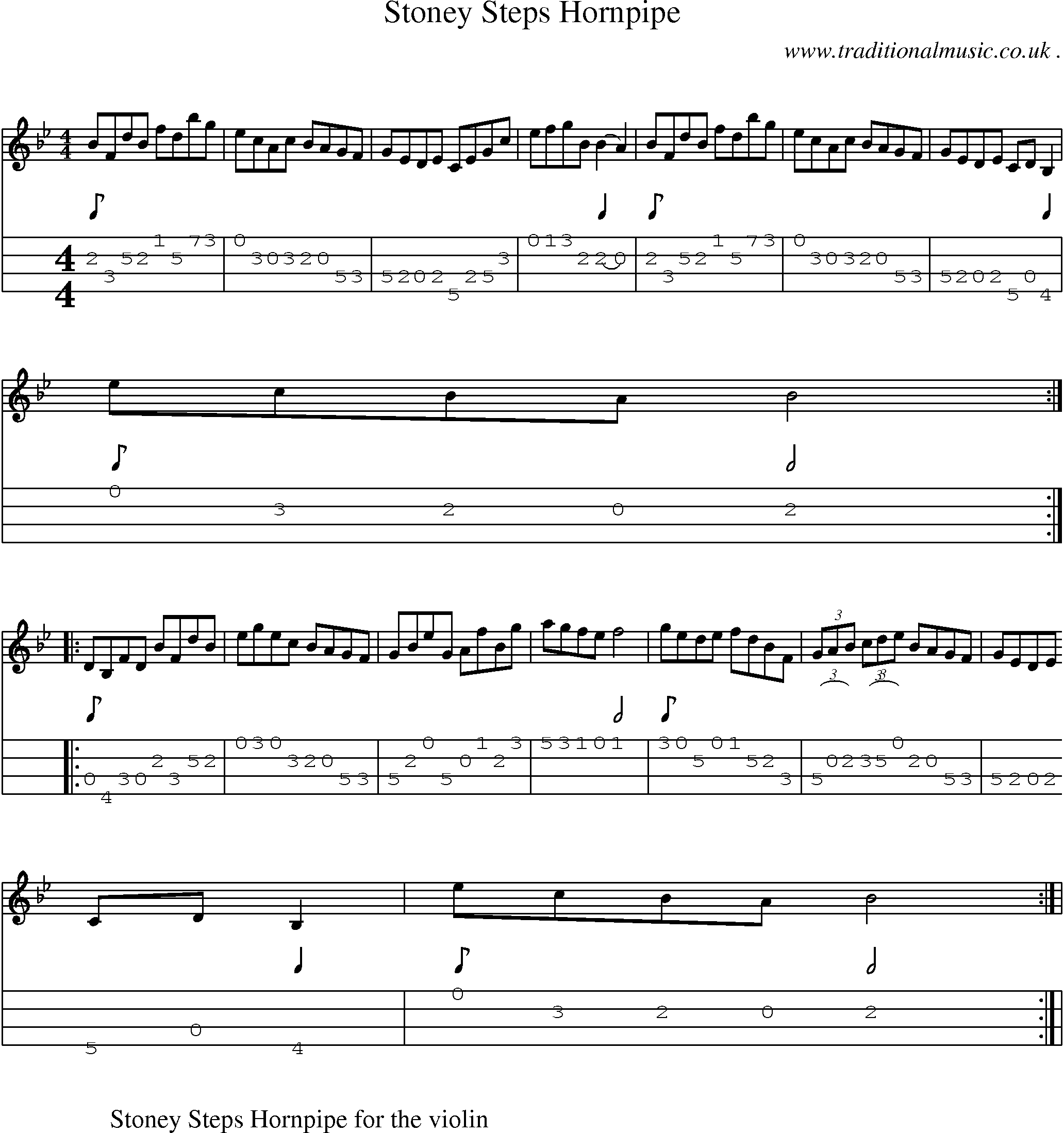 Sheet-Music and Mandolin Tabs for Stoney Steps Hornpipe
