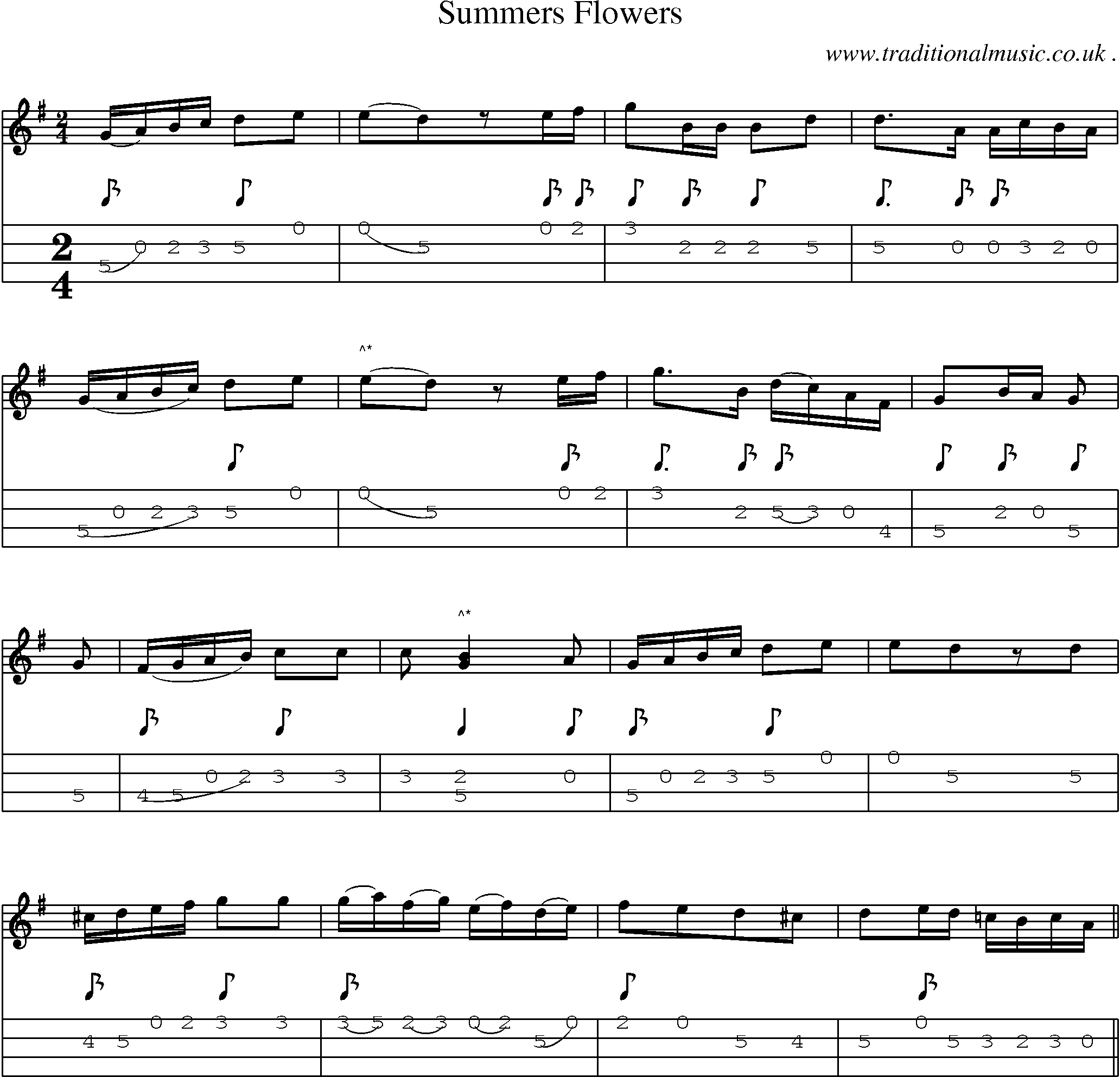 Sheet-Music and Mandolin Tabs for Summers Flowers
