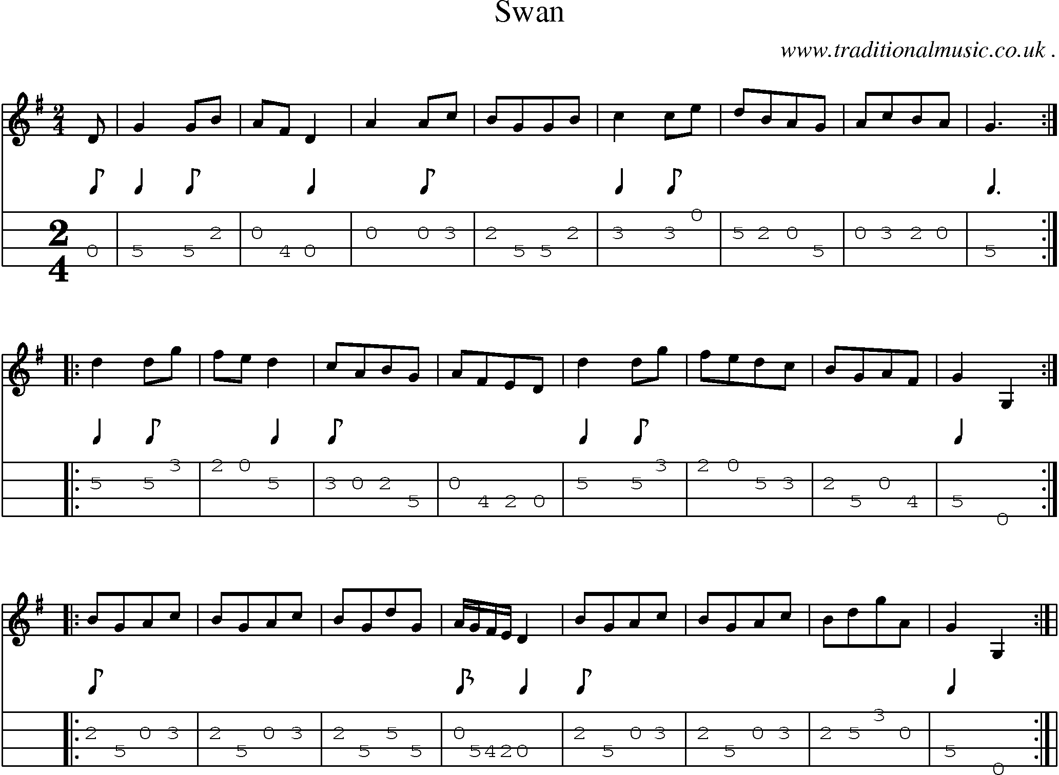 Sheet-Music and Mandolin Tabs for Swan