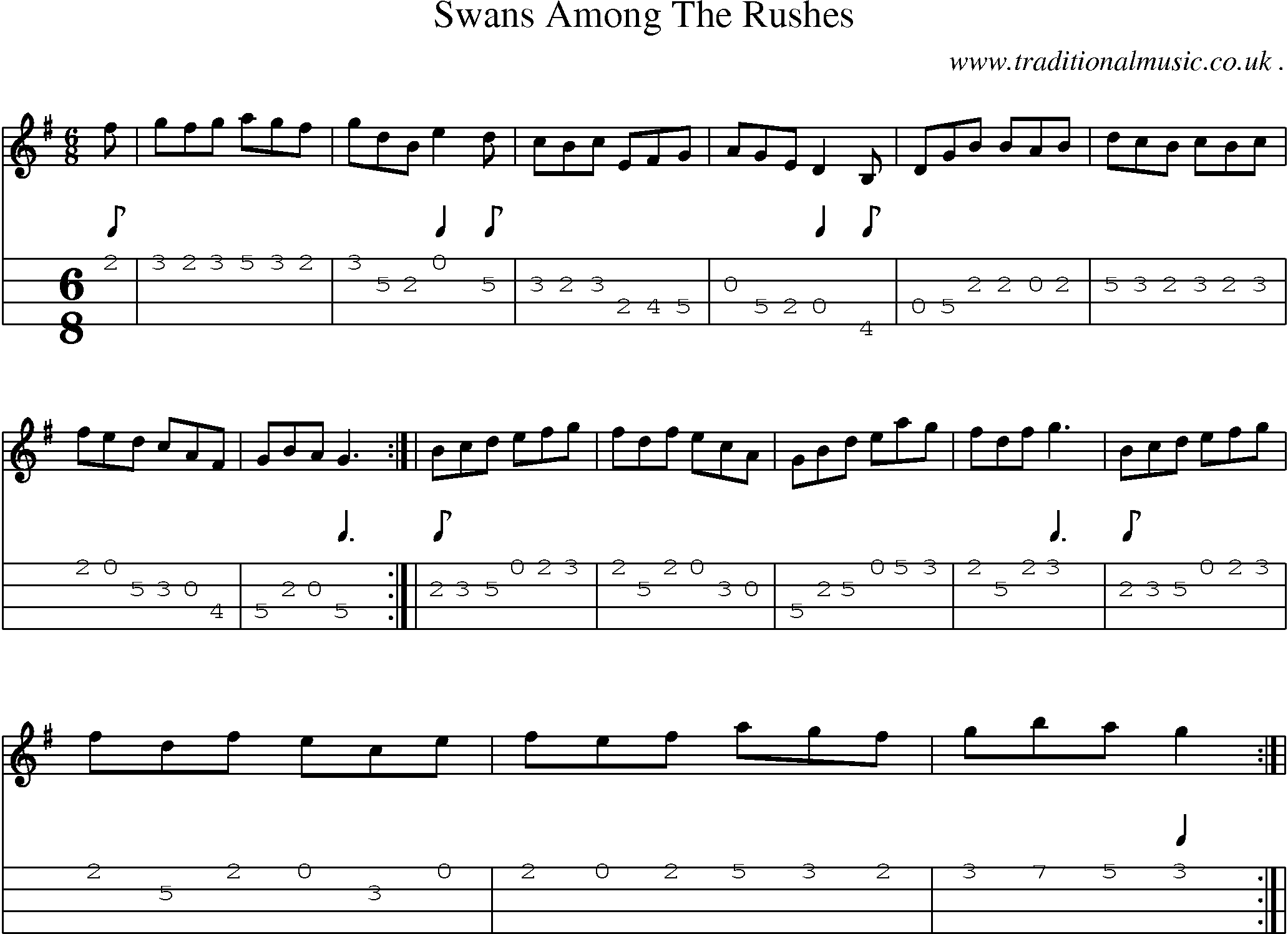 Sheet-Music and Mandolin Tabs for Swans Among The Rushes