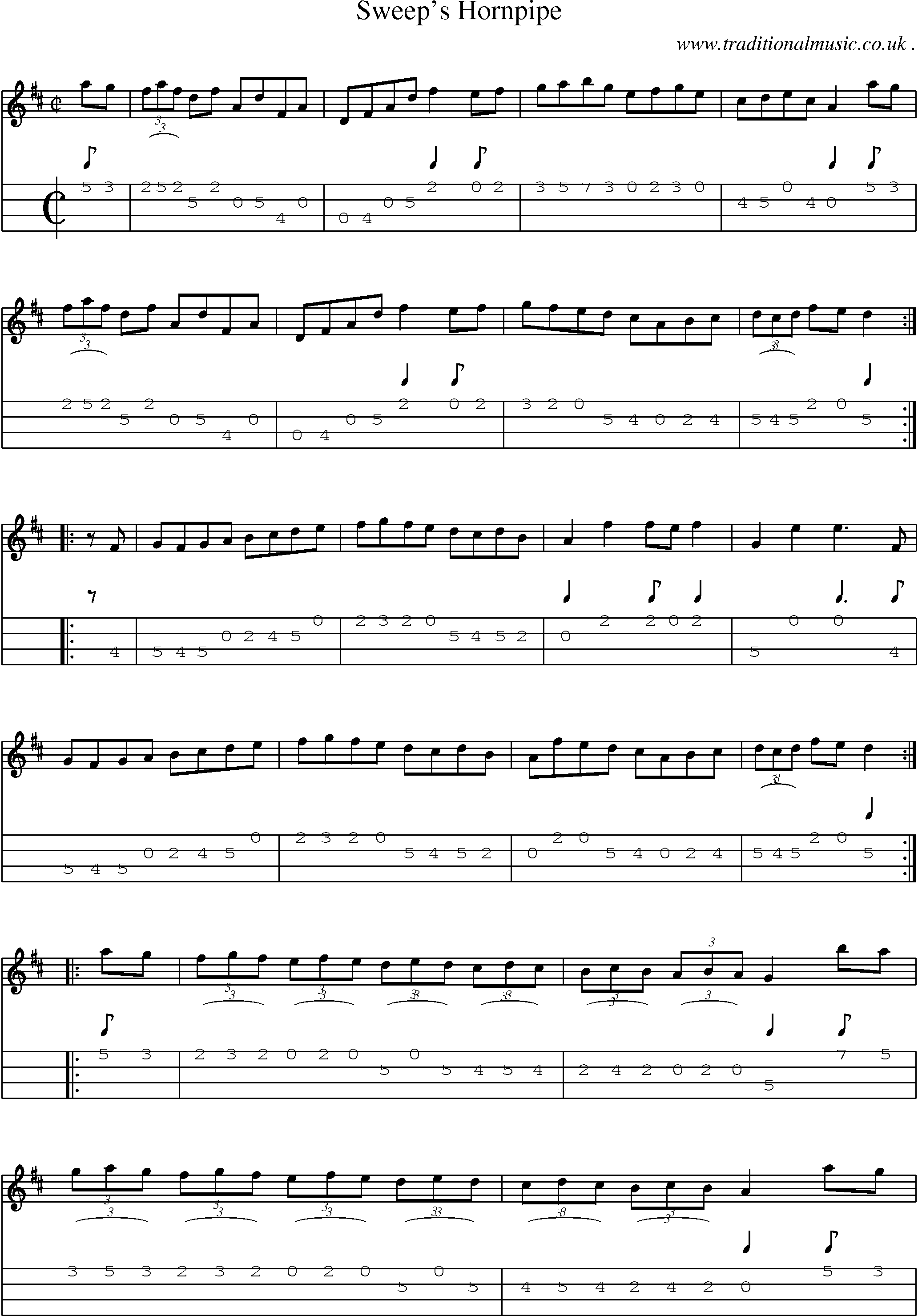 Sheet-Music and Mandolin Tabs for Sweep Hornpipe