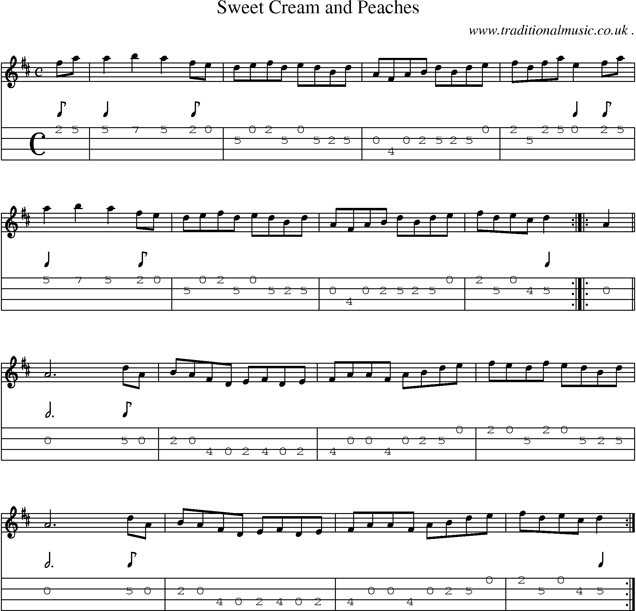 Sheet-Music and Mandolin Tabs for Sweet Cream And Peaches