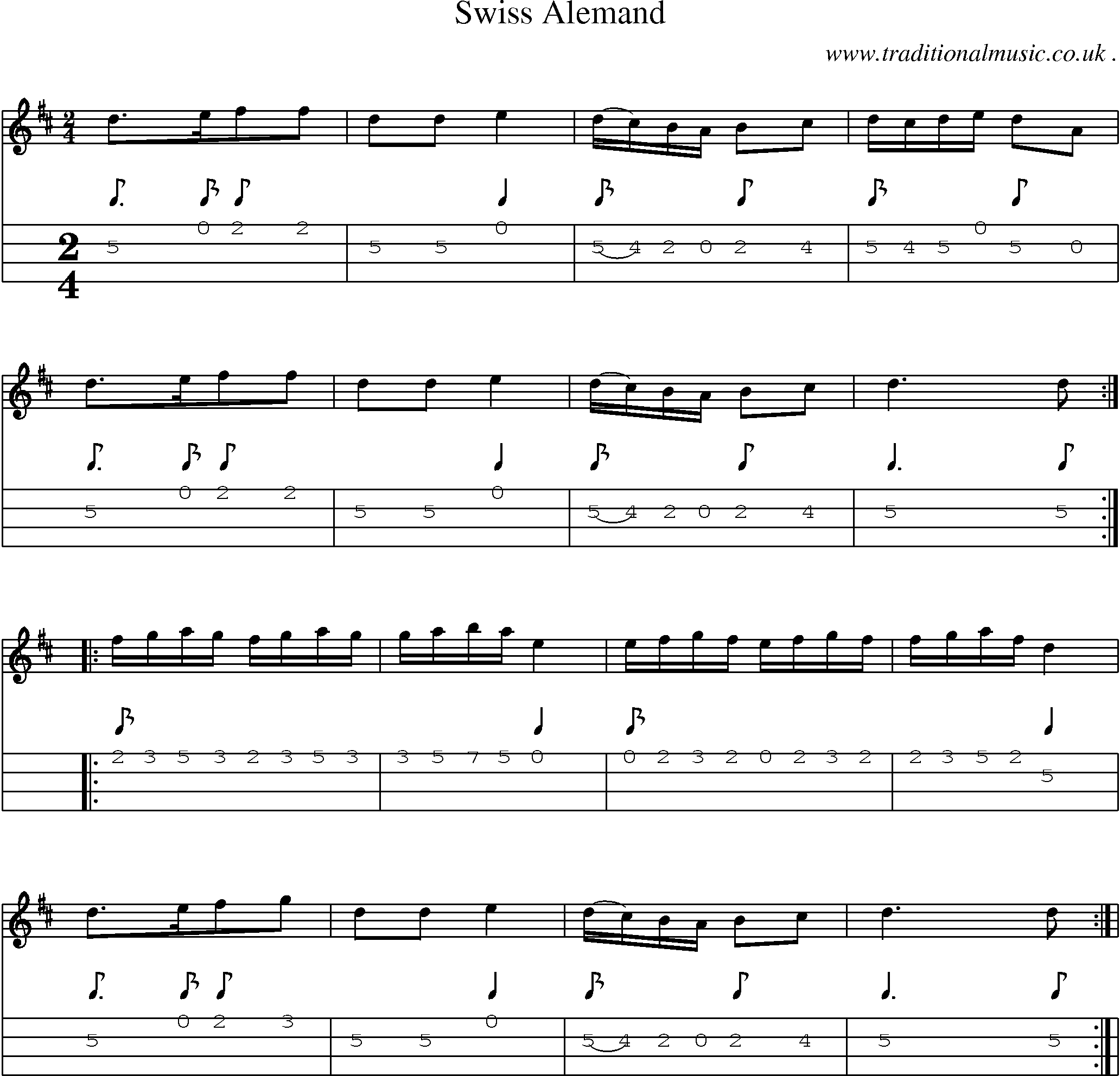 Sheet-Music and Mandolin Tabs for Swiss Alemand