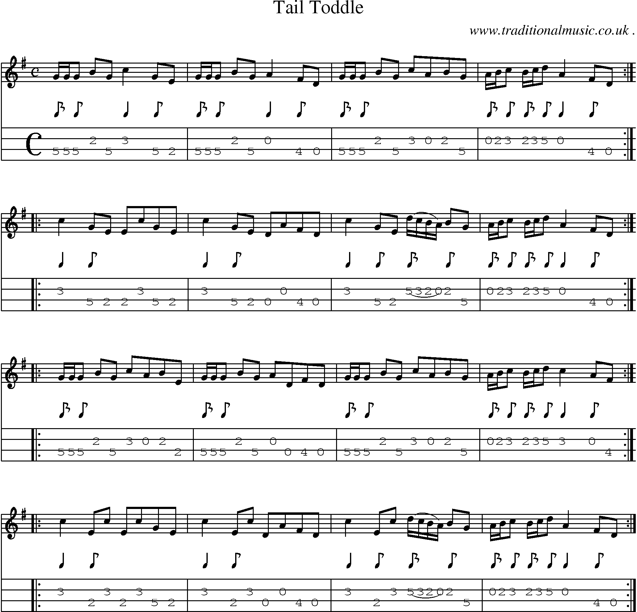 Sheet-Music and Mandolin Tabs for Tail Toddle