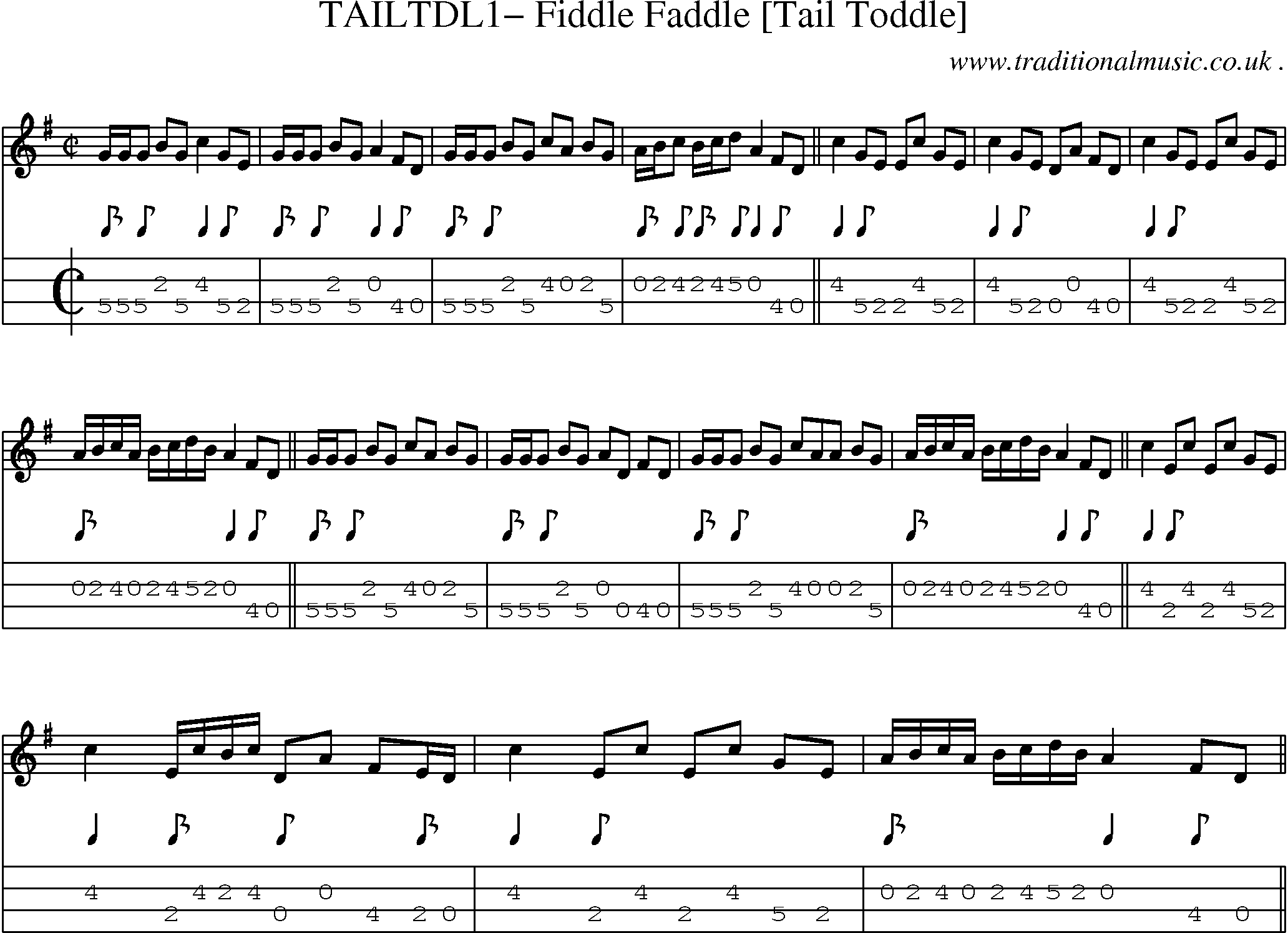 Sheet-Music and Mandolin Tabs for Tailtdl1 Fiddle Faddle